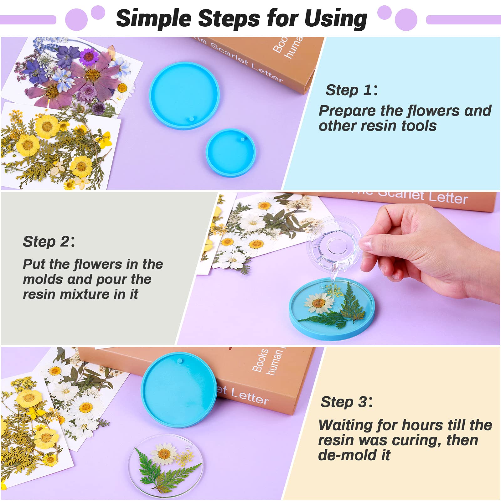 297 Stück getrocknete gepresste Blumen Schmetterling Aufkleber für Harz, echte natürliche trockene Blumen Blätter Bulk mit Pinzette für Kunsthandwerk Supplies Scrapbooking DIY Epoxidharz Schmuck