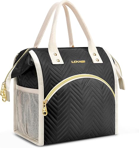 Miniatura 14 de Bolsa de Almuerzo para Mujeres Aislada Caja de Almuerzo de Apertura Amplia Bolsa Tote de Almuerzo Portavasos Grande Organizador Térmico de Violeta