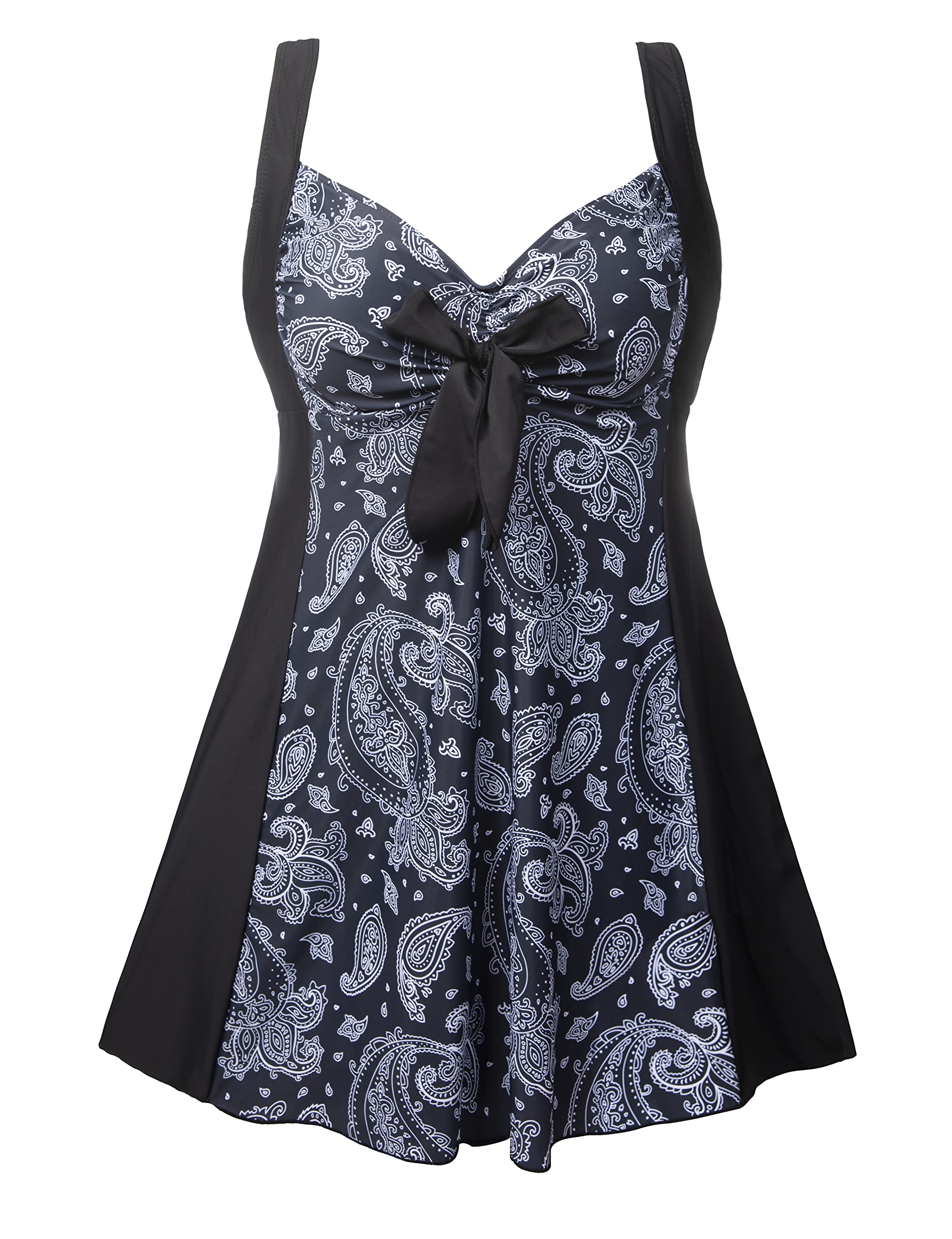 wantdo Women's Plus Size One Piece Swimsuit U Back Tummy Control Bathing Suit Recycled Eco-Friendly Swim Dress