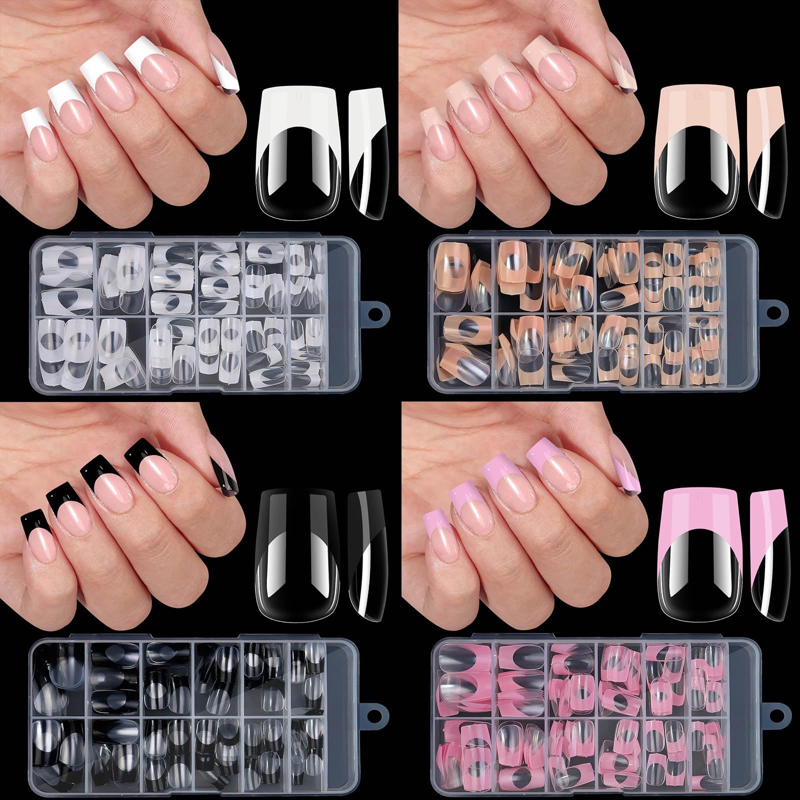 Short Square Nail Tips Soft Gel Pre-Shaped Acrylic Nail Tips French Full Cover Nail Tips Clear Gelly Press on Flase Nail Tips for Extension Nail Manicure Home DIY Ideal Gifts 120PCS (pink)