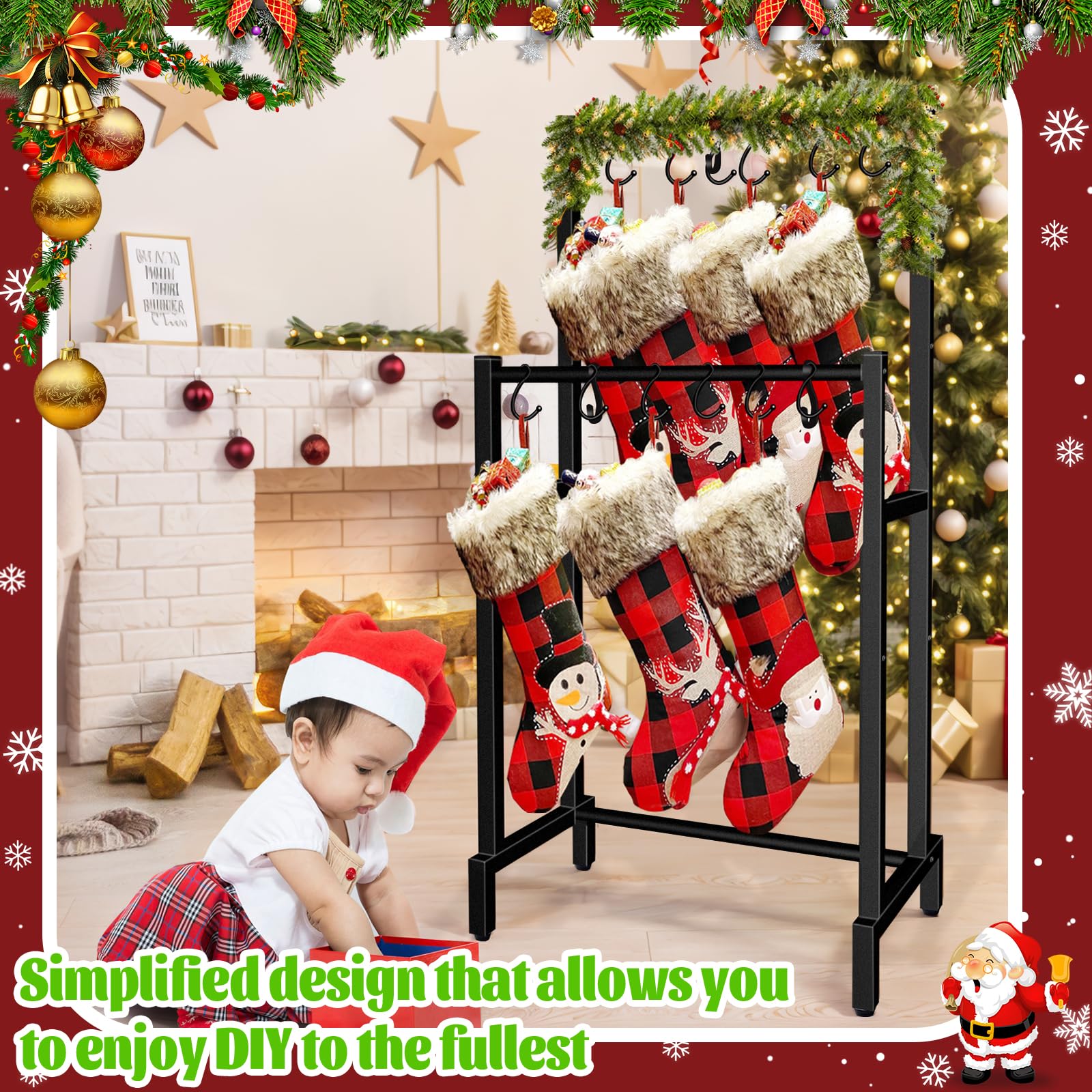 Stocking Rack Stand Stocking Stand Christmas Freestanding – Metal Rack With 12 Hooks, 60 LB ...