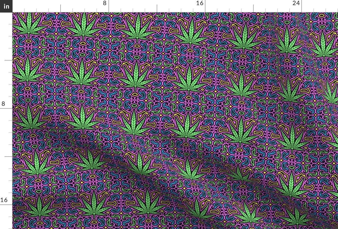 Spoonflower Fabric - Sweet Leaf Color Medium Marijuana Hemp Bright Colors Cannabis 420 Printed on Chiffon Fabric by The Yard - Sewing Fashion Apparel Dresses Home Decor