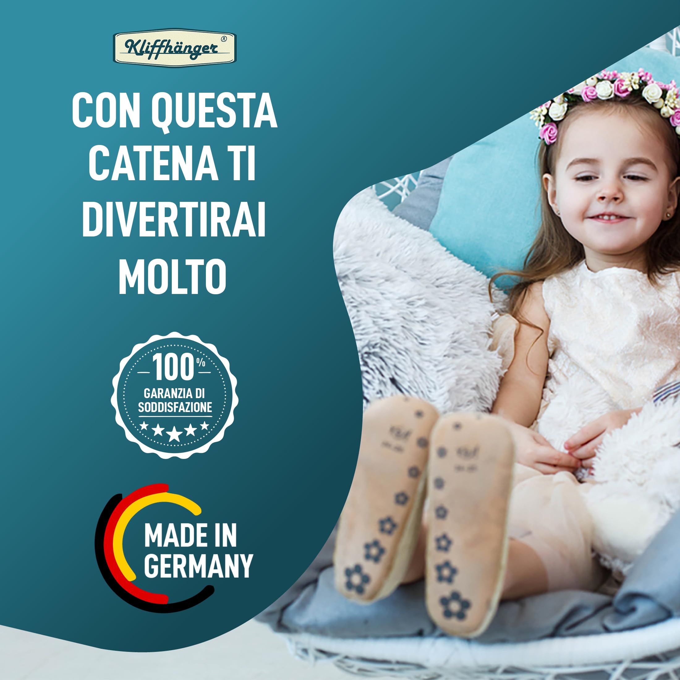 KLIFFHÄNGER Catena di Sospensione con Due Moschettoni per Sedie Sospese e Amache 50 cm