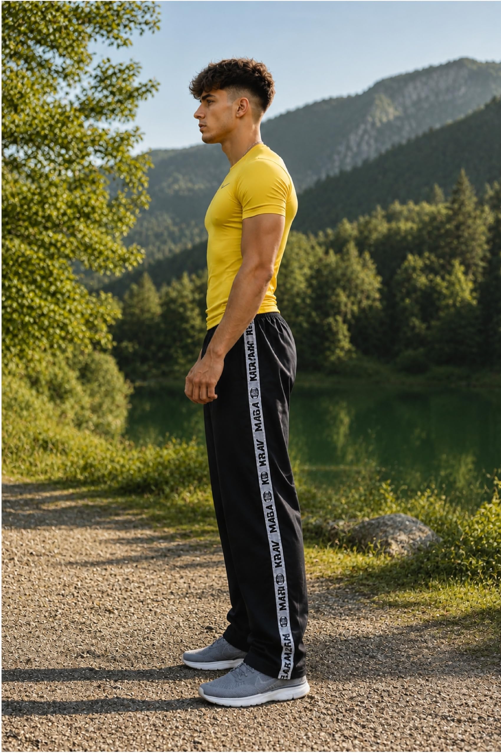 Bay Kampfsporthose Krav MAGA Stripes Schwarz Kinder Erwachsene 4XS - XXL