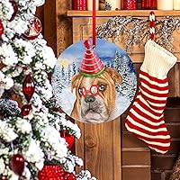 Vista 5 de Adorno de Navidad para perro, Bulldog inglés, adorno colgante de bulldog para árbol de Navidad, adorno de Bulldog para la primera Navidad