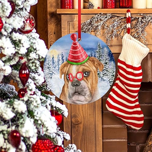 Miniatura 5 de Adorno de Navidad para perro, Bulldog inglés, adorno colgante de bulldog para árbol de Navidad, adorno de Bulldog para la primera Navidad para