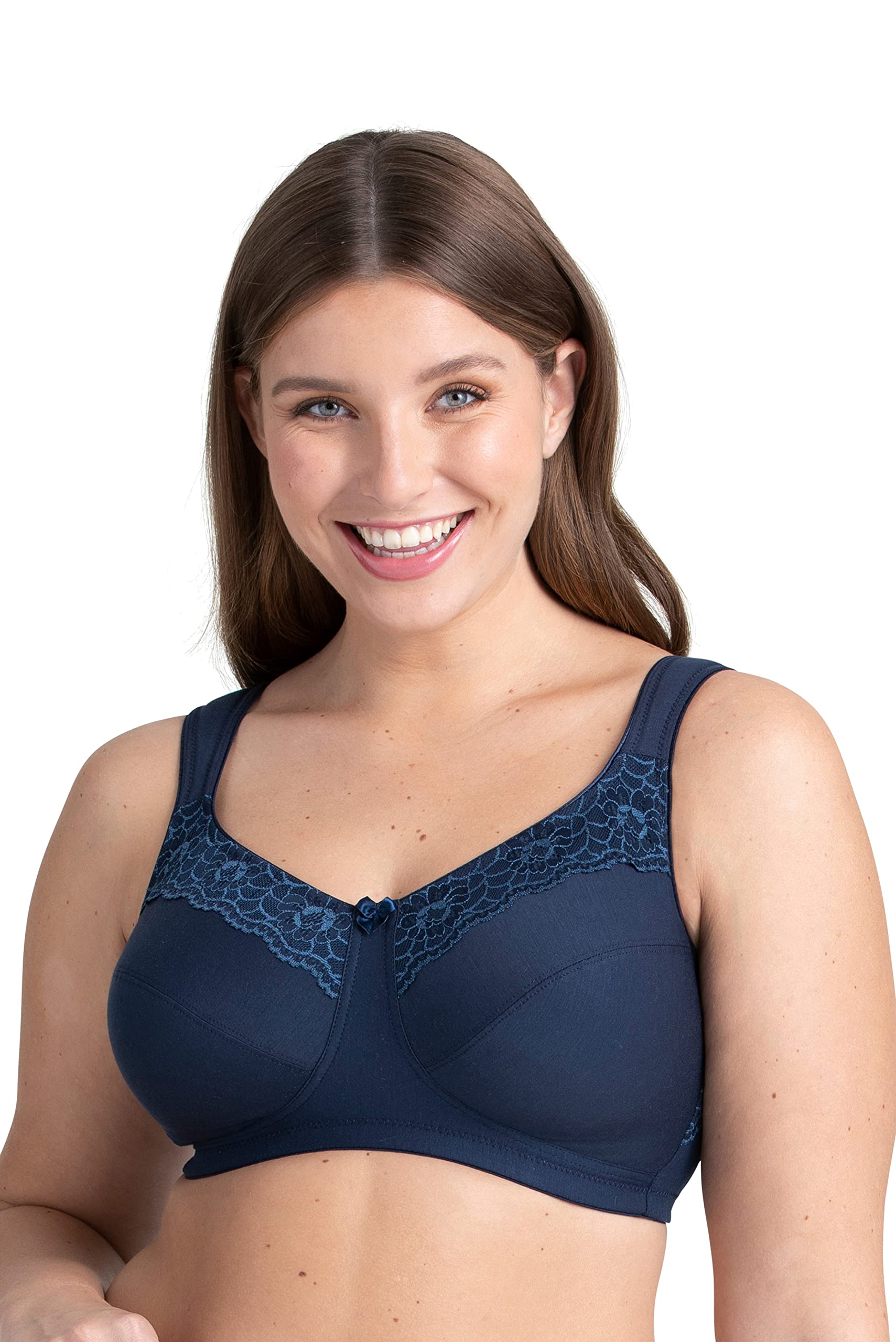 Miss Mary Of Sweden Women's Blue Minimizer Non-Wired Unpadded Bra Cotton Now Flat Cup 40B Dark