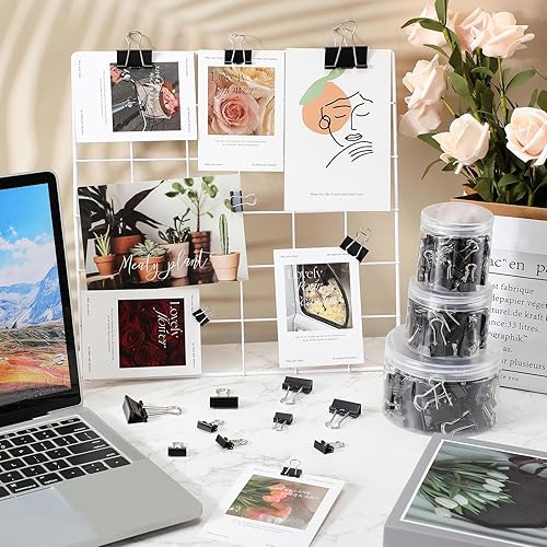 Miniatura 4 de Yexiya 640 clips para carpeta, abrazaderas de papel de varios tamaños, color negro, clips de metal para carpetas de papel, combinación de