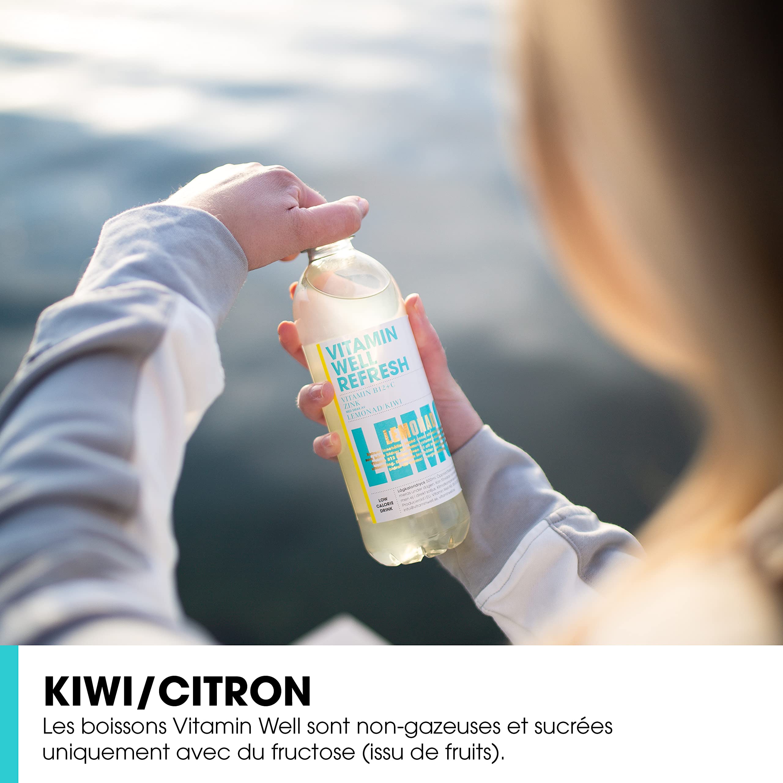 Vitamin Well - Boissons enrichies en vitamines et en minéraux goût kiwi, citron, 12x500ml (Refresh)