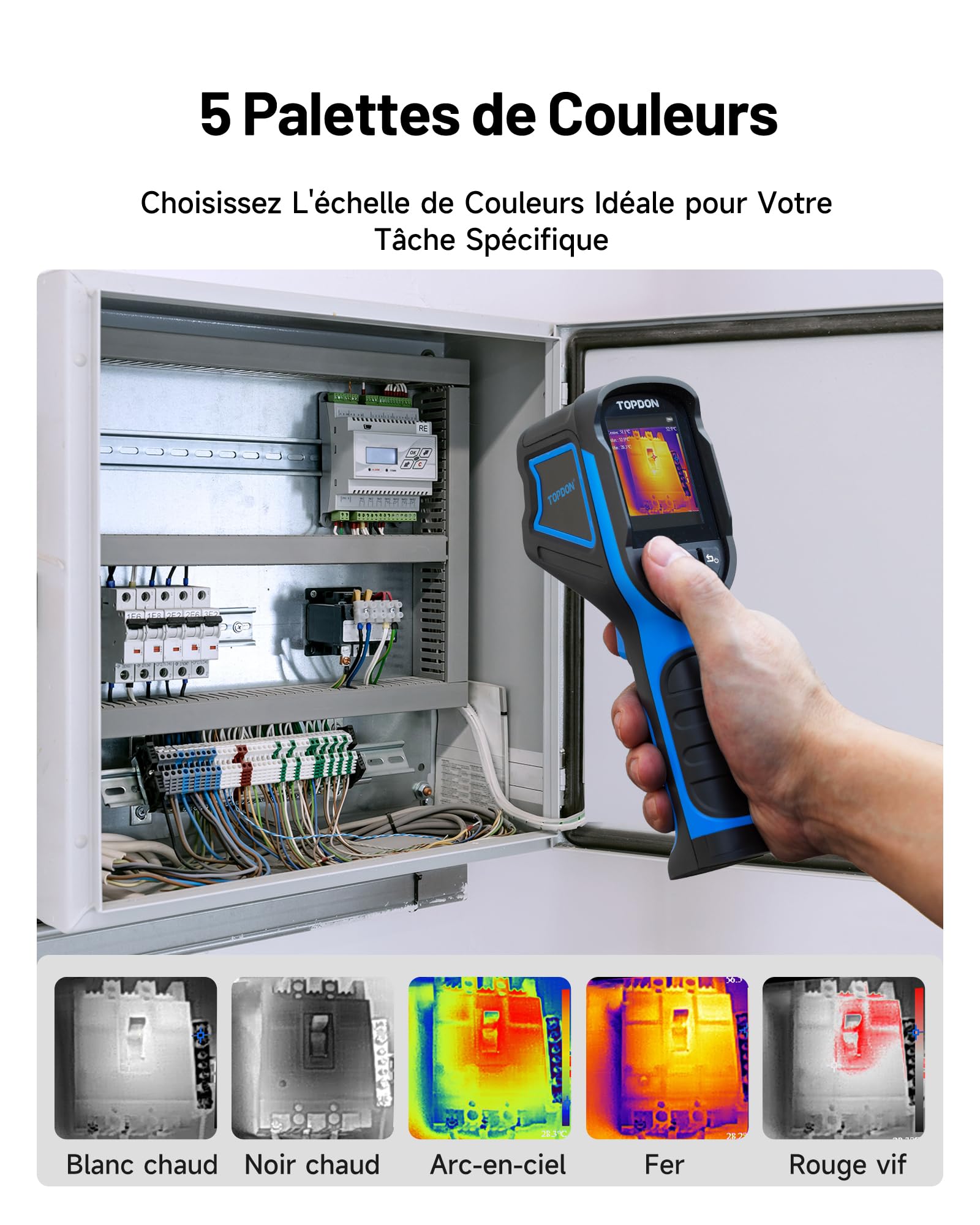 TOPDON TC004 Mini Camera Thermique Infrarouge, 240x240 IR Résolution Camera Infrarouge, 15 Heures d'Autonomie, -20°C à 450°C, 25Hz Taux de Rafraîchissement, Alertes de Température Haute/Basse