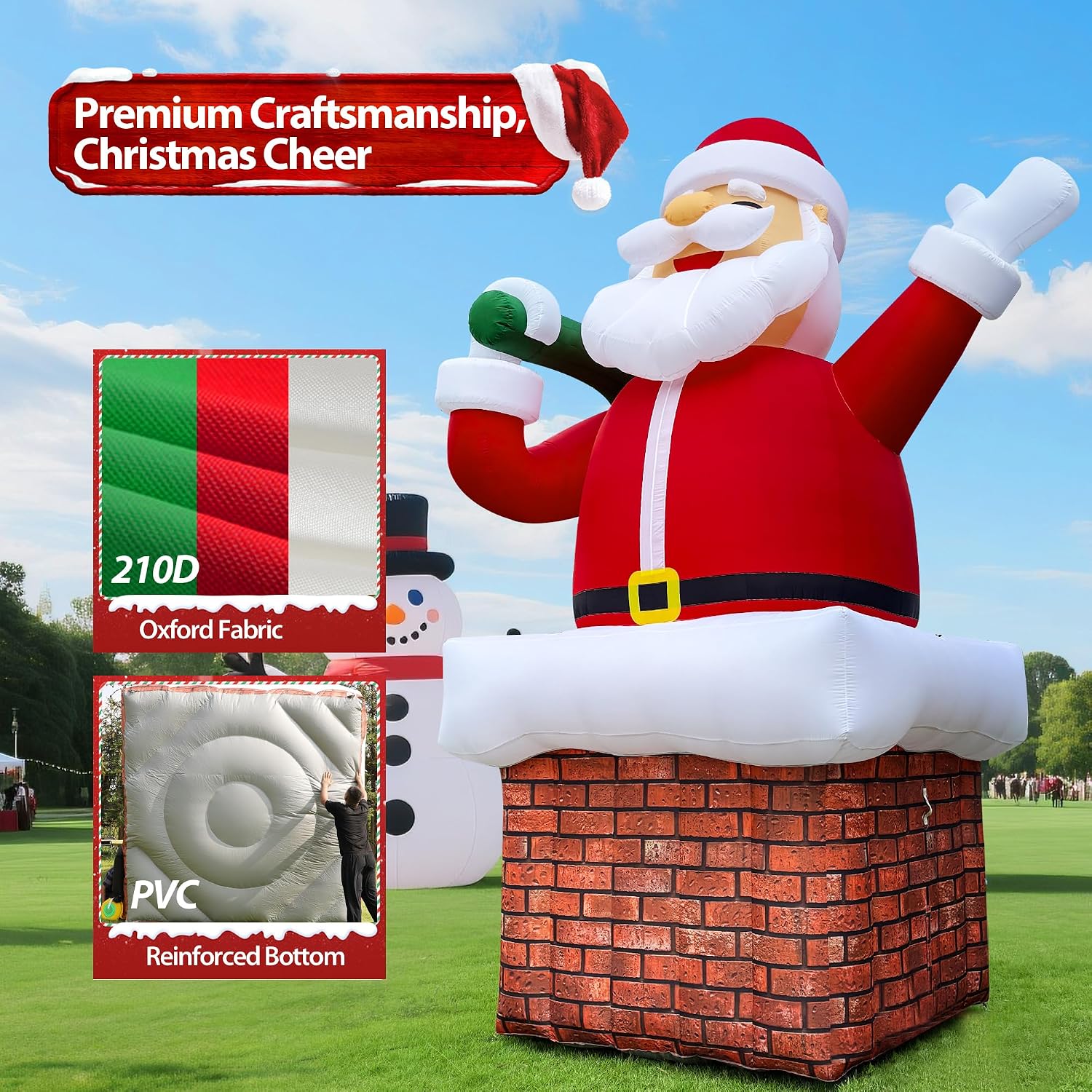 20Ft Giant Inflatable Chimney Santa Claus with Powerful Blower, Blow Up Holiday Decoration for Outdoor Yard Lawn Christmas Party (Without LED Lights)
