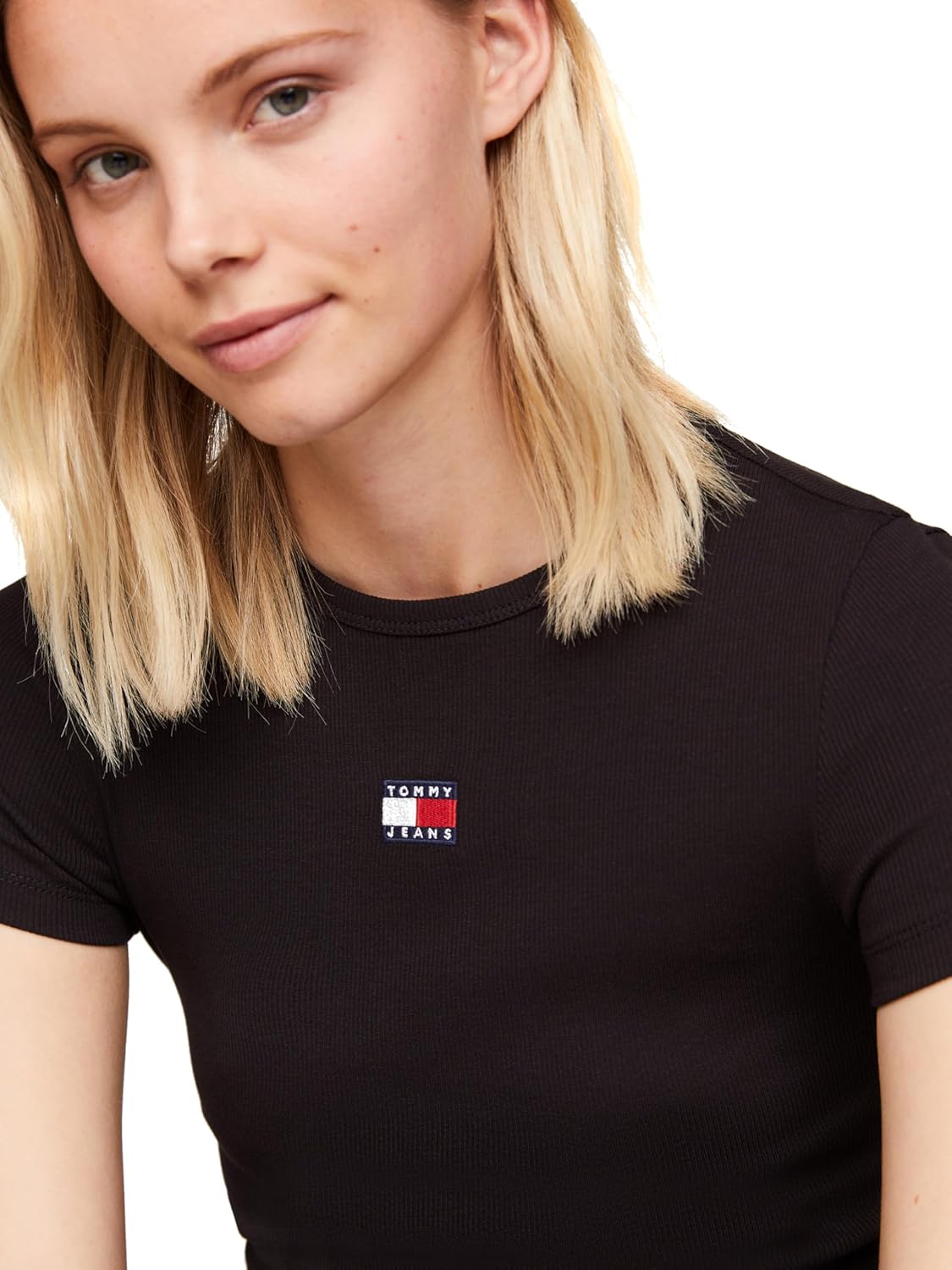 Tommy Jeans Womens Graphic Tee with Embroidered Flag Detail - Image 2