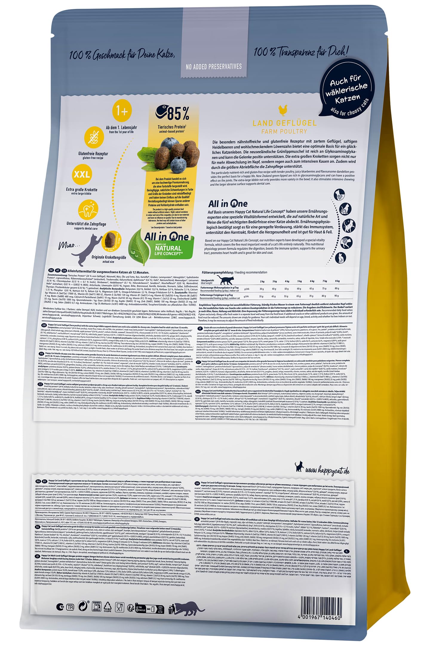 Happy Cat - Culinary Adult Land-Geflügel M - Trockenfutter für ausgewachsene Katzen & Kater 10 kg