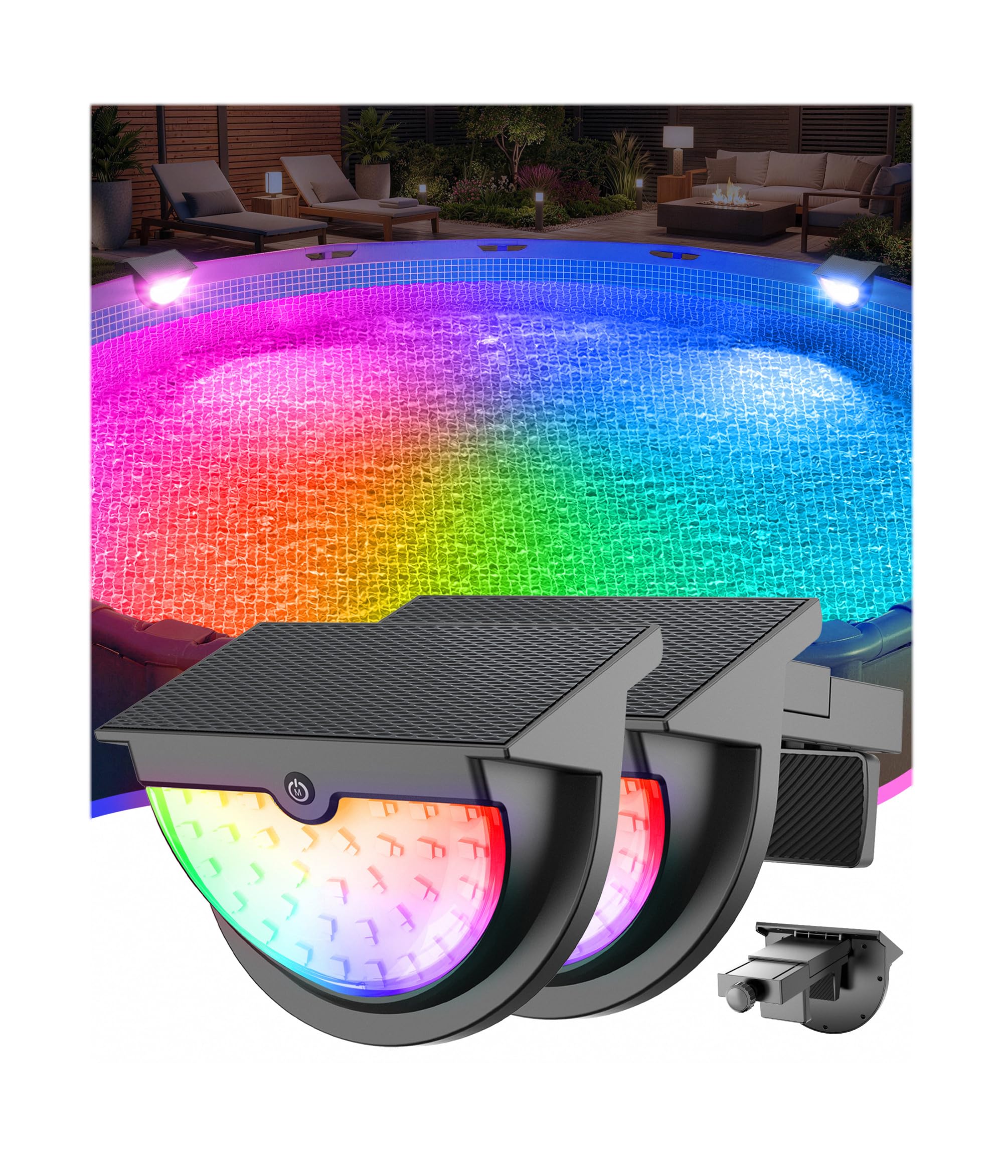 DeeprBetter 2026 Verbessert Poolbeleuchtung Solar, Farbwechsel LED Pool Beleuchtung mit 10 Lichtmodi, IP68 Wasserdicht Solar Pool Lichter & Teichbeleuchtung, Poollampe Schwimmlichter Solar für Garten