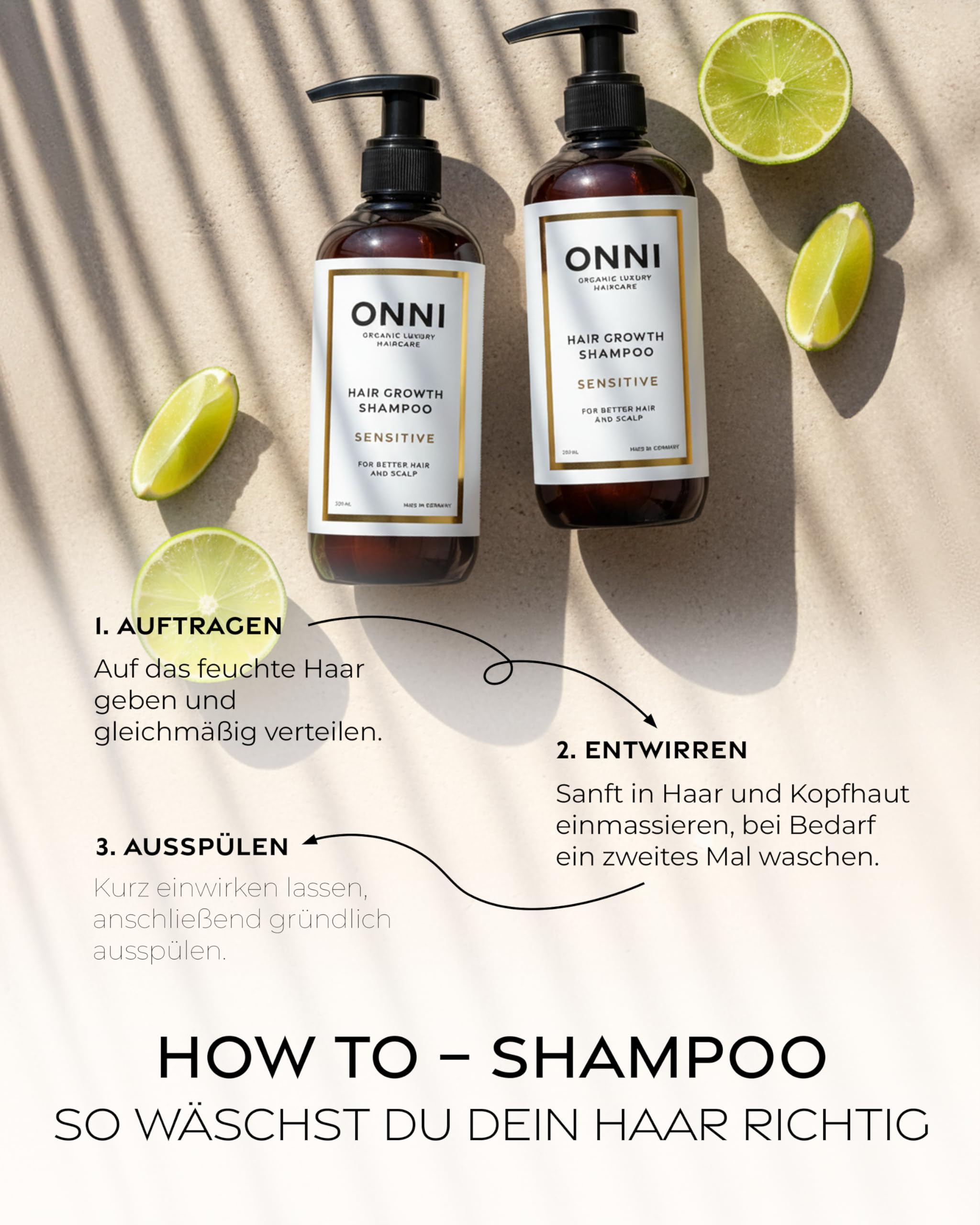 ONNI – SENSITIVE sanftes Shampoo für Haarwachstum 100ml Reisegröße – Haarpflege mit Follicusan, Aloe Vera & Glycerin – Hair Growth Haarshampoo ohne ätherische Öle & Duftstoffe – silikon- & parabenfrei