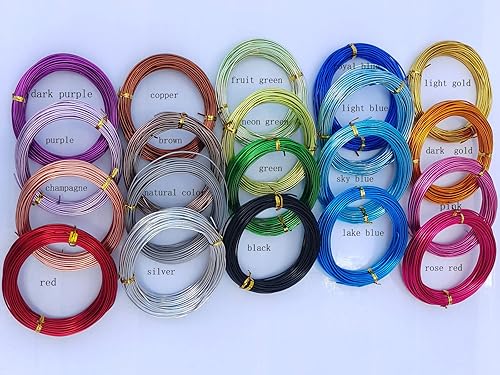 Miniatura 6 de Alambre de aluminio anodizado calibre 15 de 49 pies para hacer joyas, manualidades (0.059 pulgadas, oro claro, 41514)