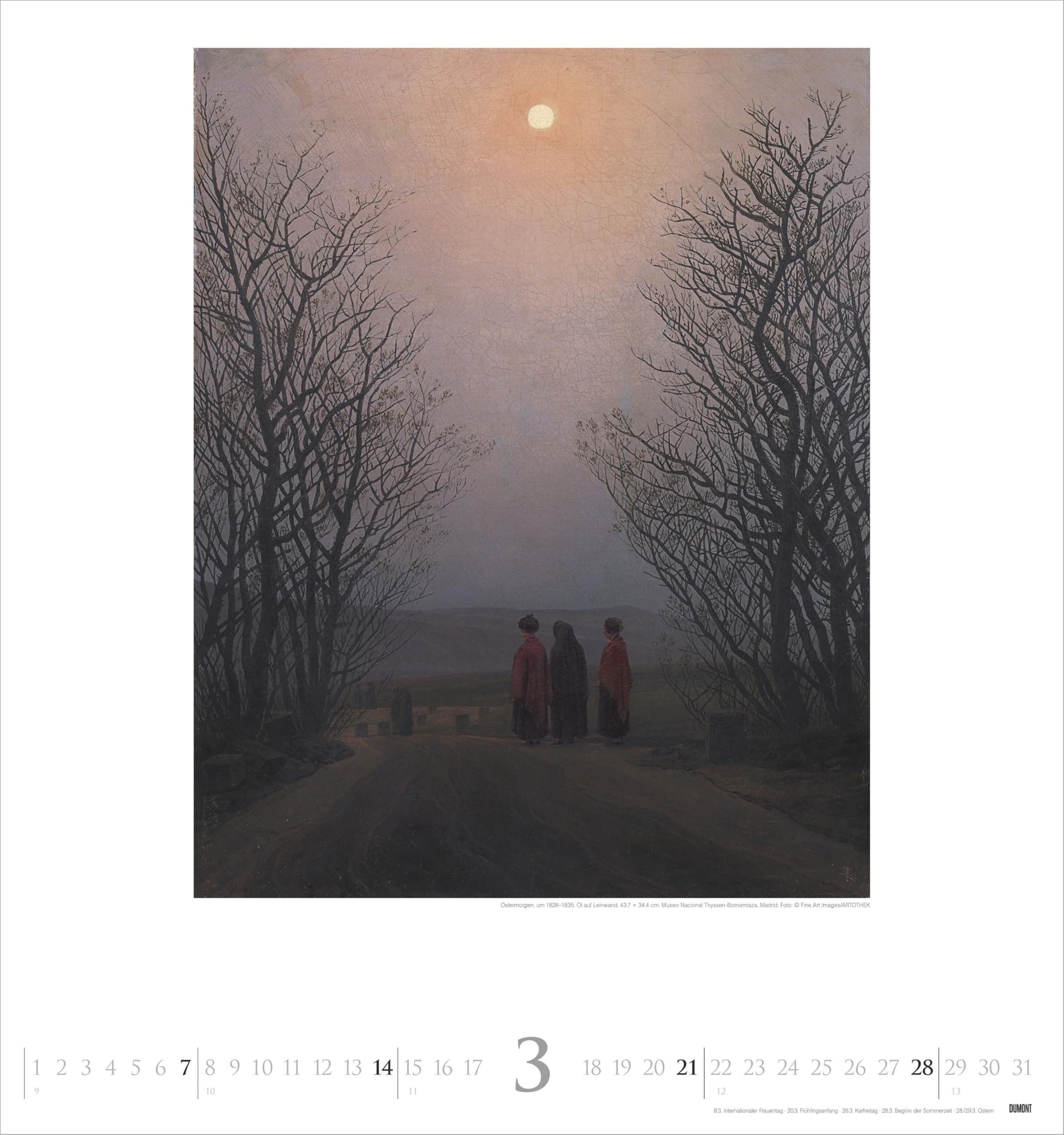 Caspar David Friedrich 2027: Kunstkalender 45x48 cm mit 12 romantischen Landschaftsgemälden und sprachneutralem Kalendarium