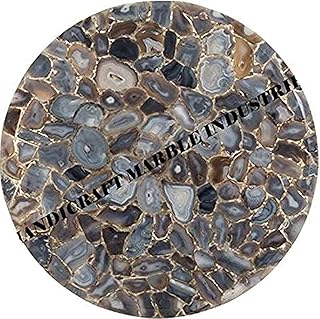 Agate Table 24", Coffee Table, Agate Table Top, Agate Coffee Table, Agate Side Table, Round Table, Stone Table. Grey Agate Geode Table