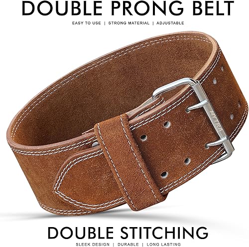 Miniatura 6 de Mytra Fusion Weight Lifting Belt Double Prong Buckle Power Lifting Belt Leather Weightlifting Belt for Training Gym Workout