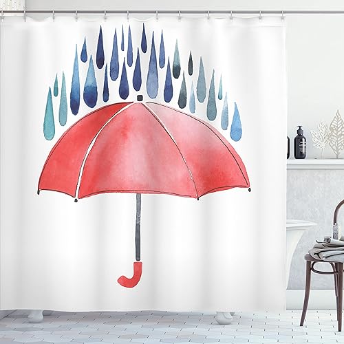 Miniatura 45 de Ambesonne Cortina de ducha amarilla, inspirada en pícnic, temática de los años 50, 60 y 70, estampado de lunares retro, juego de decoración de baño