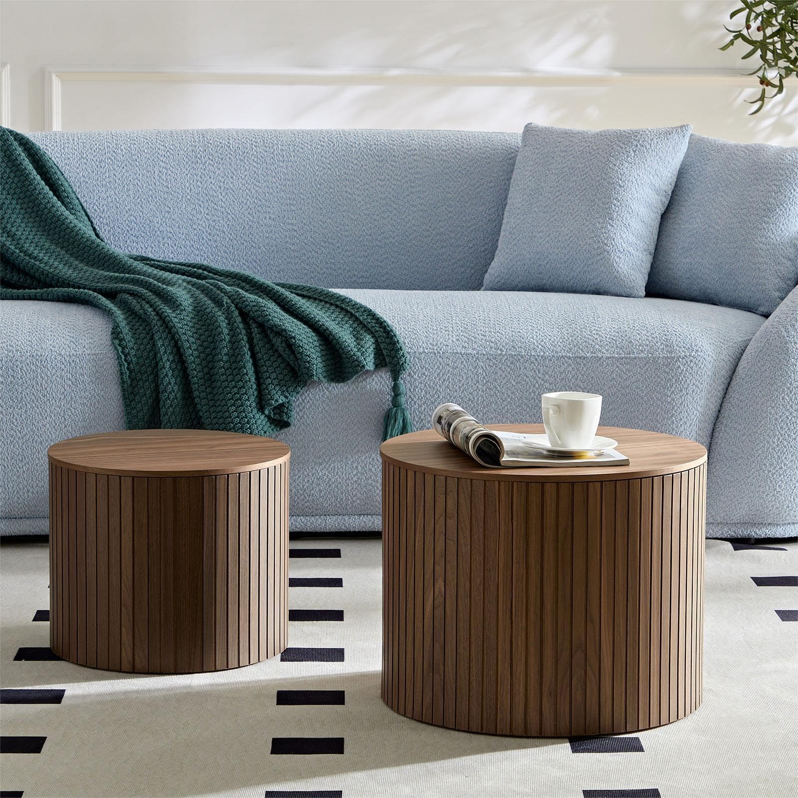 Amazon.com: Semjar 2-Piece Modern Round Coffee Table Set for Living ...