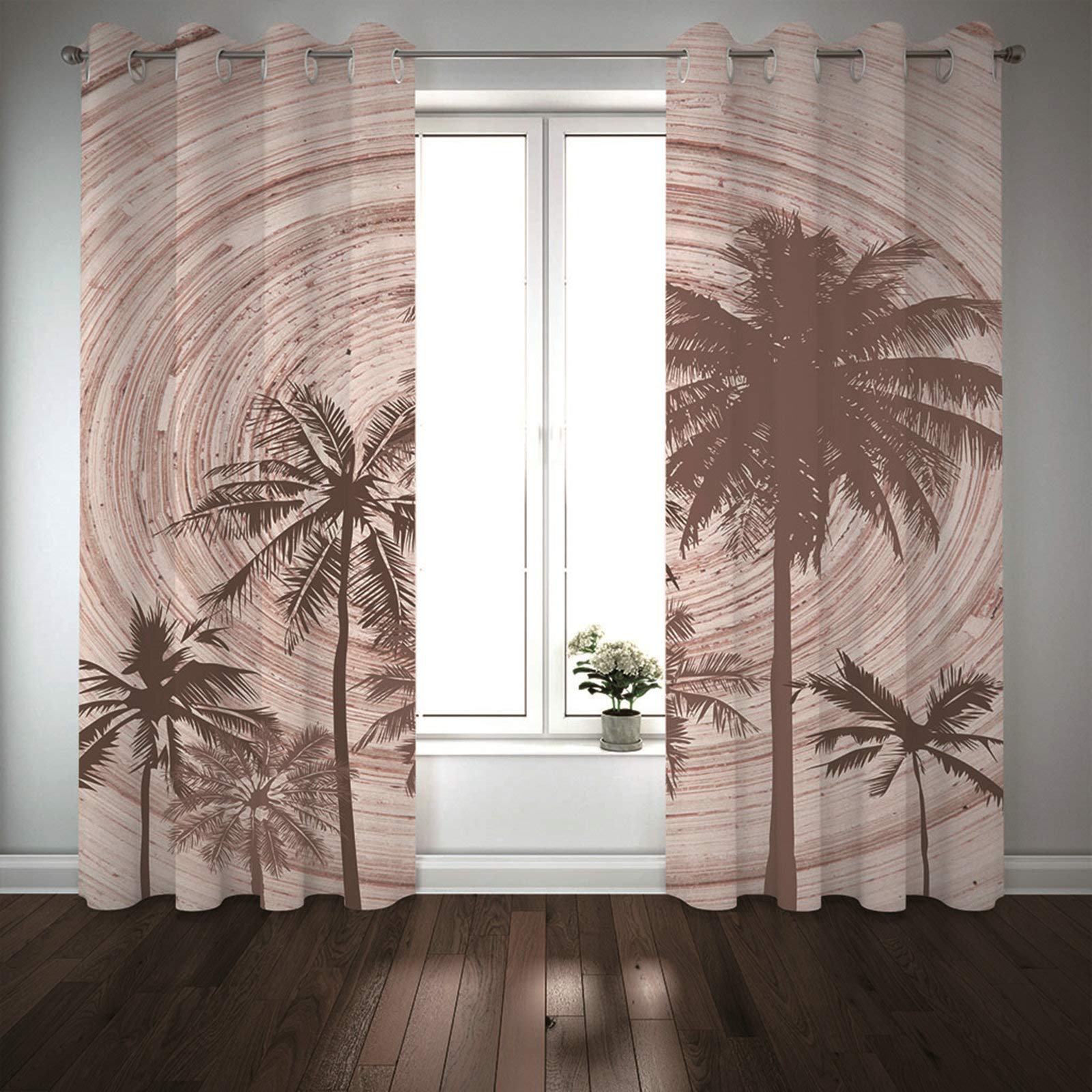 Daesar Zasłony poliestrowe sypialnia 130 x 183 cm zasłony na okna palma zaciemniająca zasłona do sypialni brązowe zasłony salon 2 panele