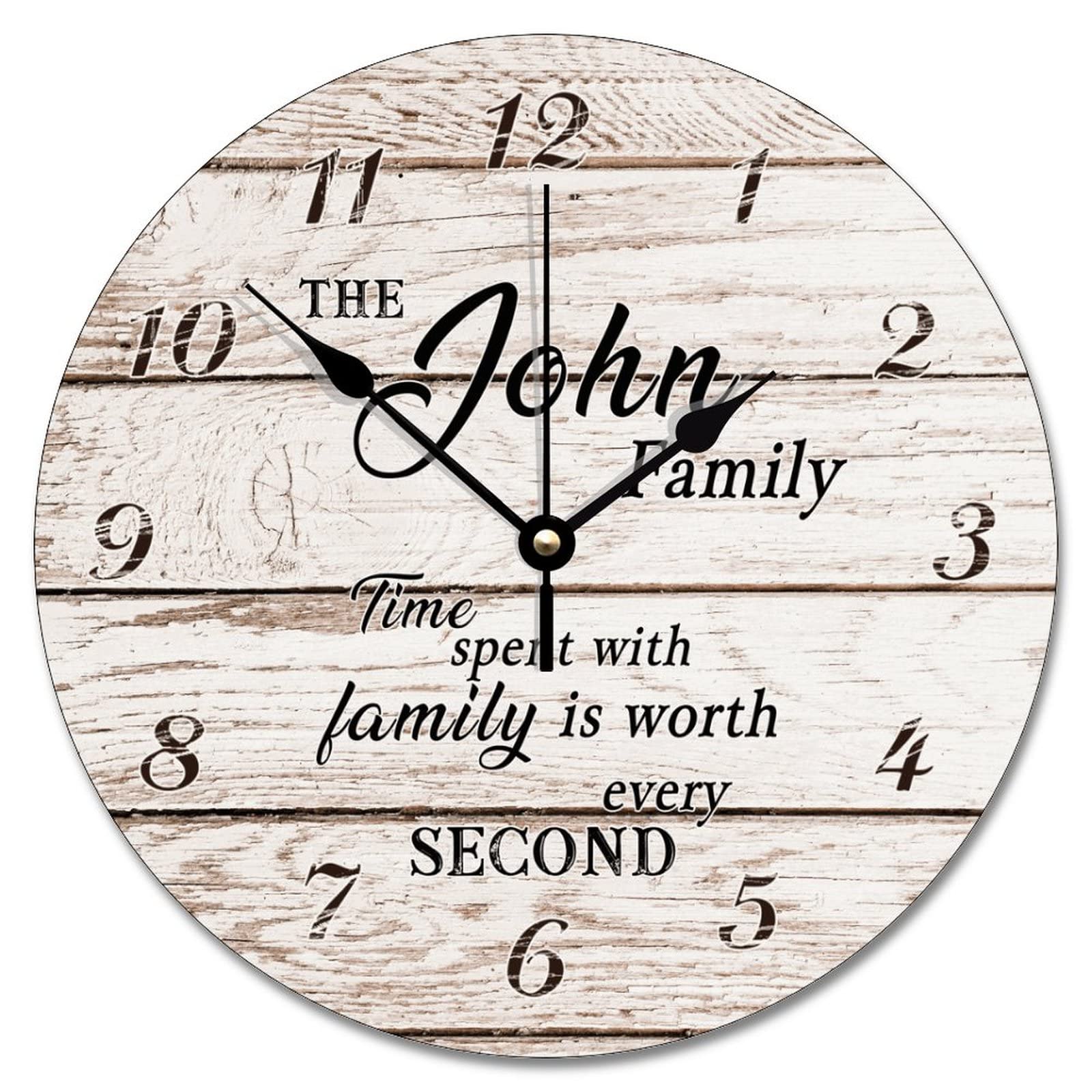 Horloge murale grain bois 30cm rustique à piles pour décoration de salon et cuisine chaleureuse