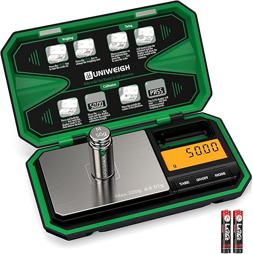 UNIWEIGH Báscula digital de bolsillo 7.05 oz0.00 oz, báscula digital de gramos, mini báscula de joyería, báscula de monedas con pesos Cal de 1.76 oz