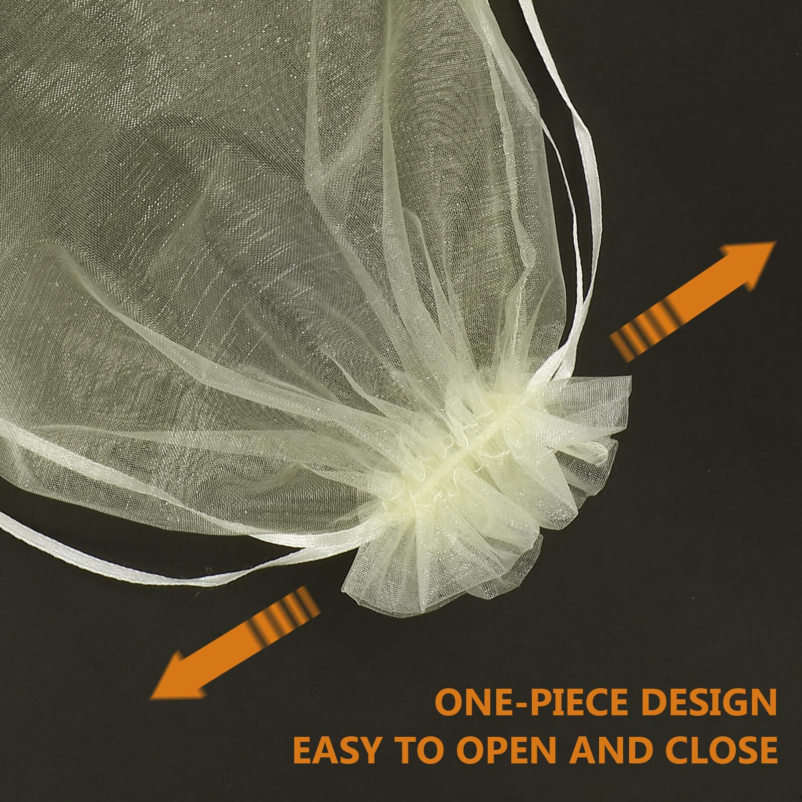Yardenfun 50 Stück Hochzeitstaschen aus Organza mit Kordelzug Dekorative Verpackungsbeutel in Beige Leicht zu Öffnen und Tragen für Geschenke und Süßigkeiten
