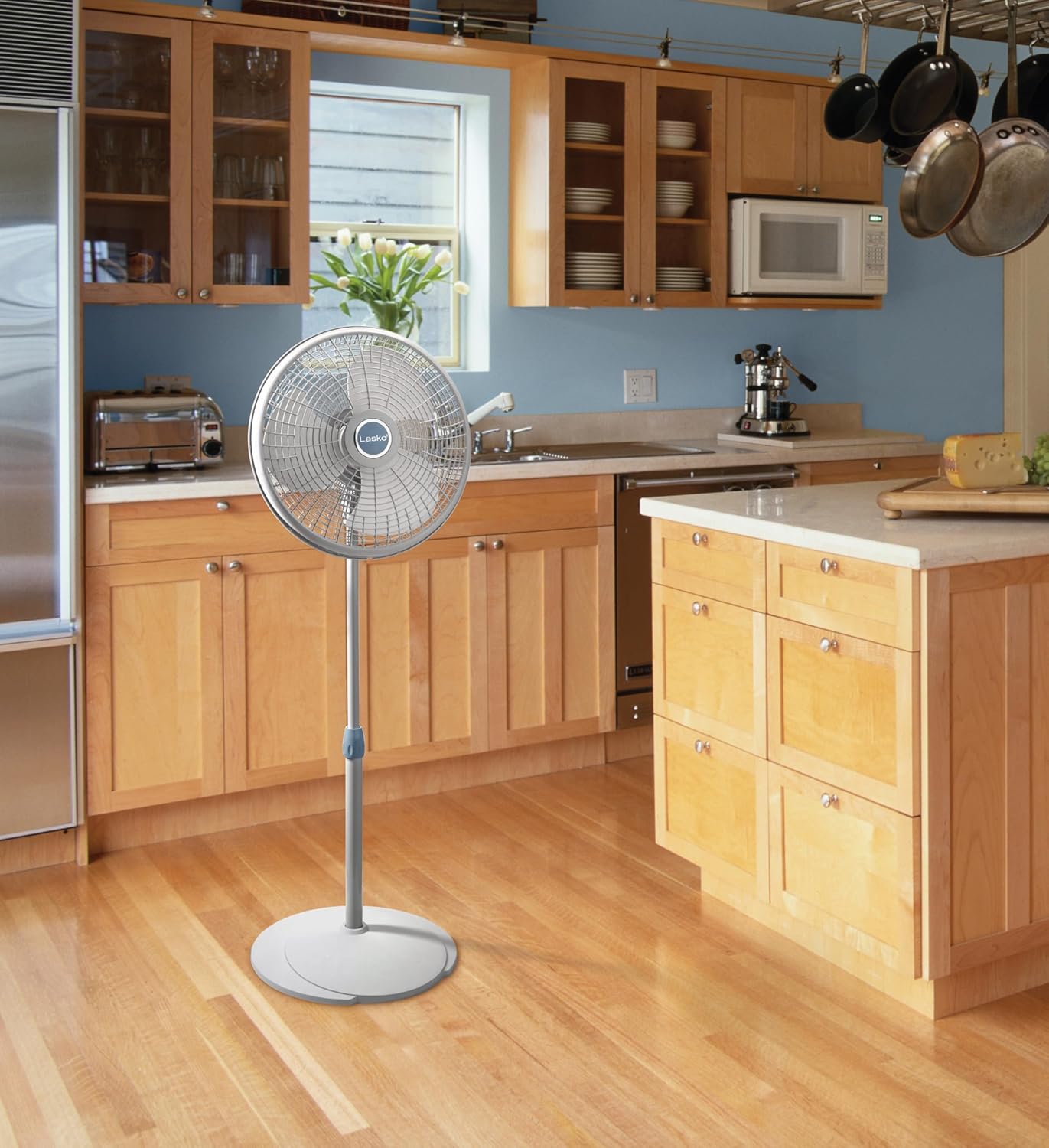 Gray Adjustable Height Oscillating Floor Fan with 16" Diameter