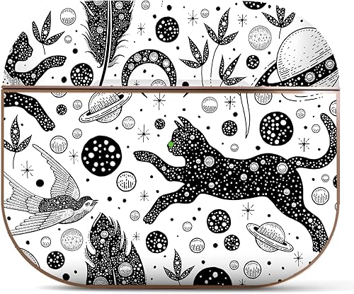Berkin Arts Funda protectora rĂgida compatible con AirPods Pro de 2 generaciĂłn con llavero con diseño bohemio, gato, luna, pájaro, galaxia, Berkin Arts Funda protectora rĂgida compatible con AirPods Pro de 2 generaciĂłn con llavero con diseño bohemio, gato, luna, pájaro, galaxia,