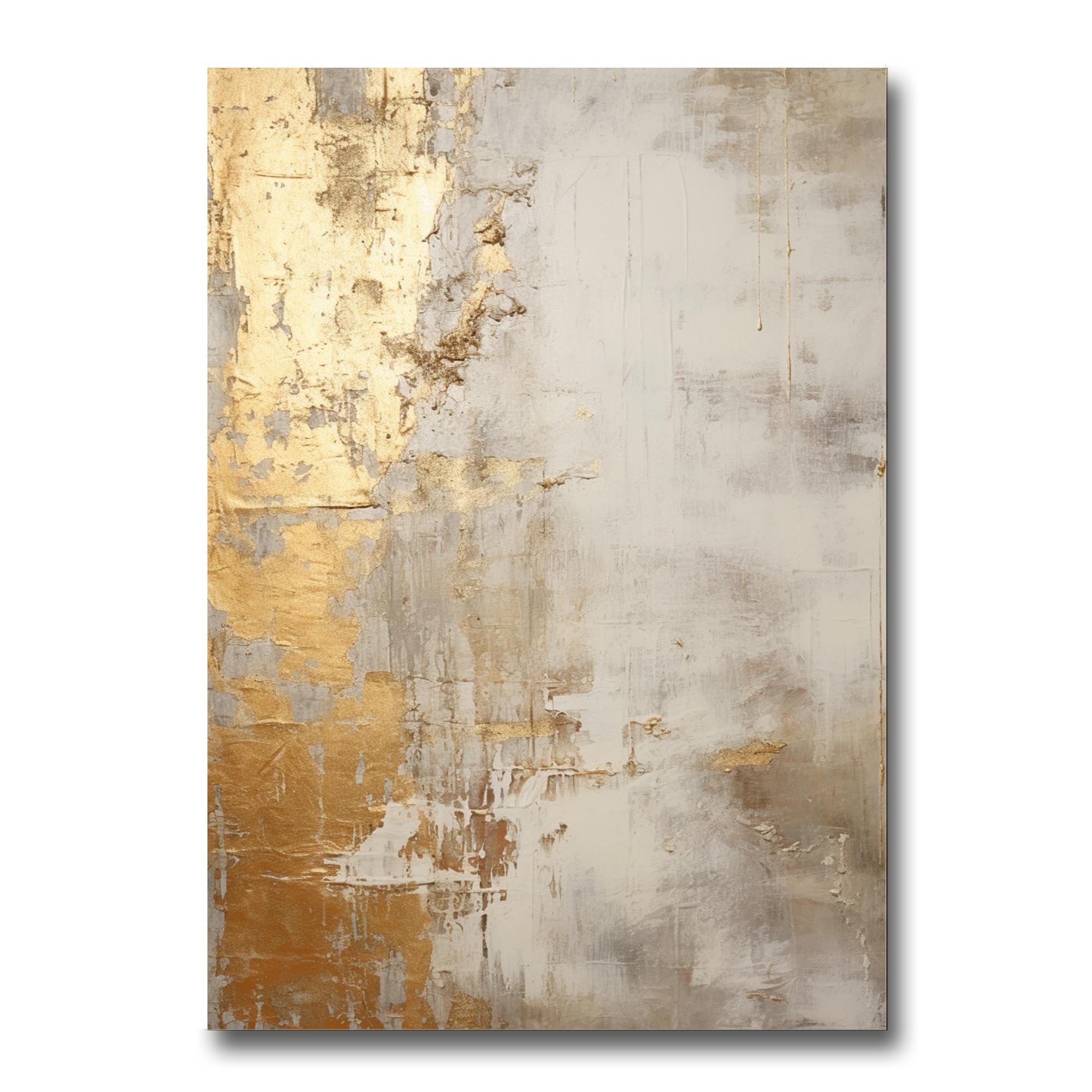 Textured Abstract Glitter Artwork Poster Wall Art, White Acrylic Painting and G Painting Wall Art , for Living Room Decor Gold and Gray, home decor, Print