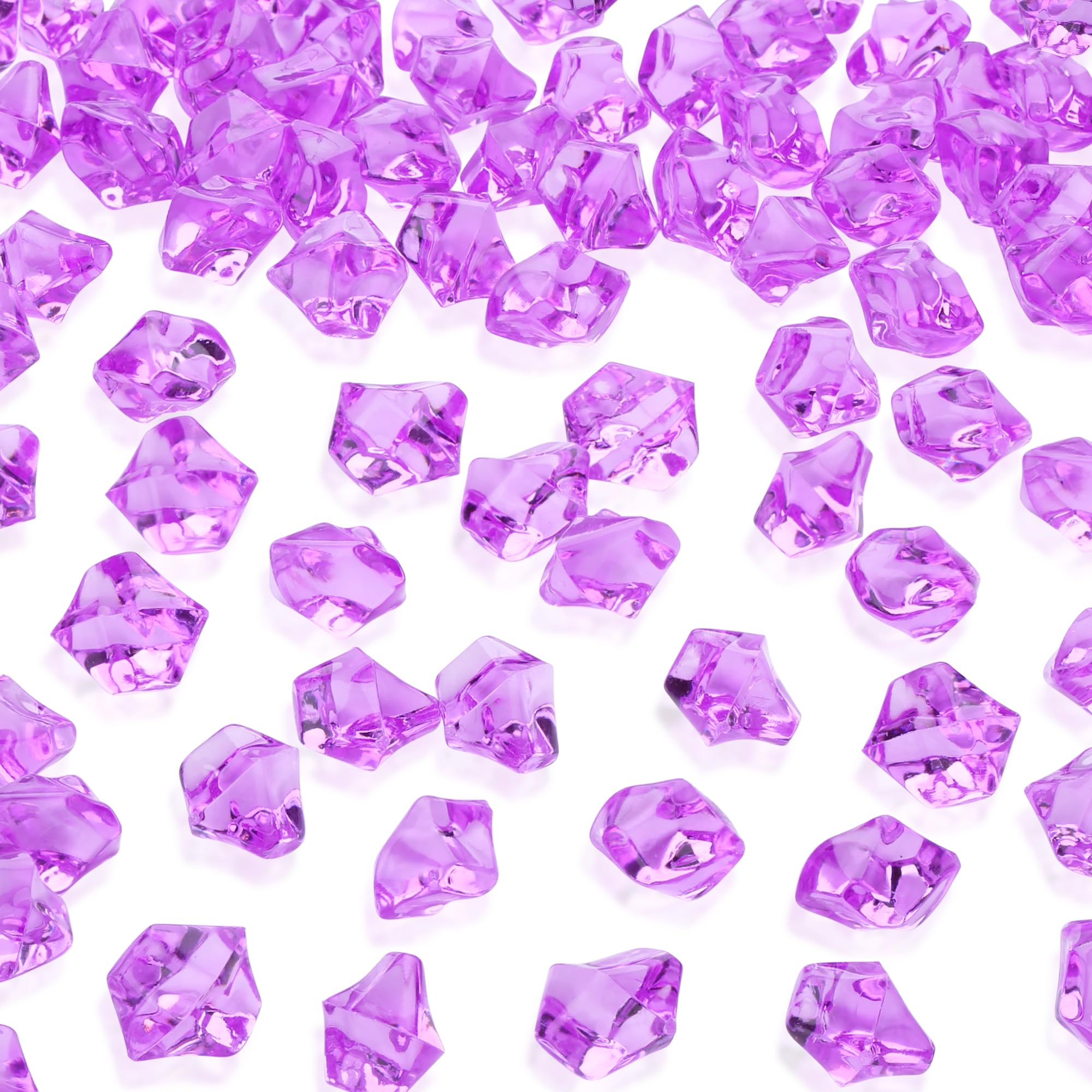 MAIBAOTA 500 PCS Purple Fake Ice Cubes 11x14 mm Vase Fillers Acrylic Crushed Ice Rocks Plastic Diamonds Gems Decorative Stones for Wedding Party Table Decorations and DIY Crafting