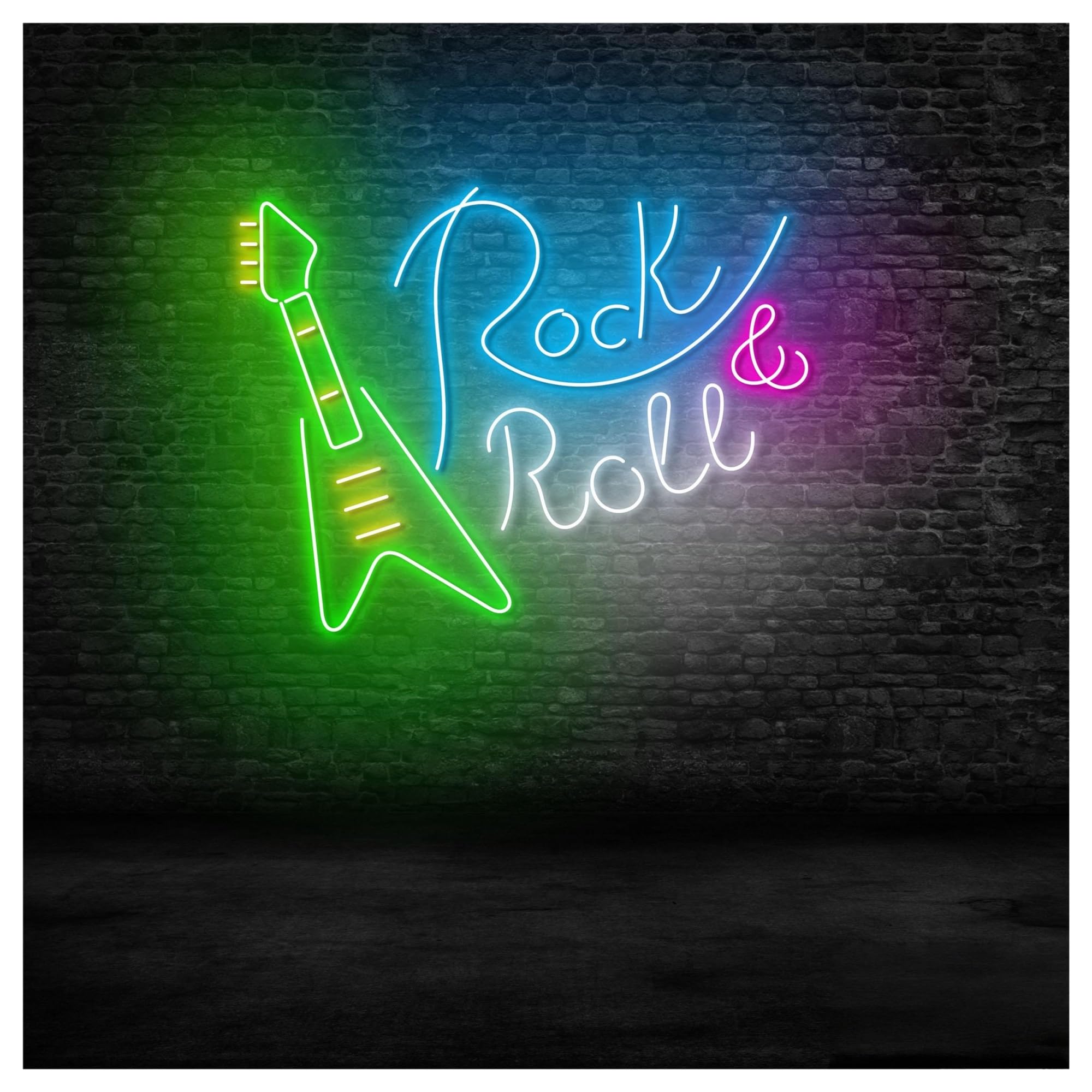 RONGCH Hanging Art Neon Signs Rock & Roll Neon Sign, Suitable for Music Studio Decor with Dimmable 50cm