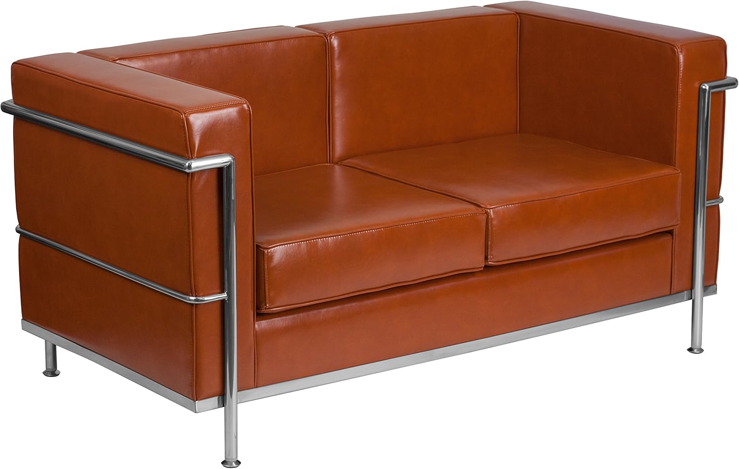 Flash Furniture HERCULES Regal Series Contemporary White LeatherSoft Loveseat with Encasing Frame