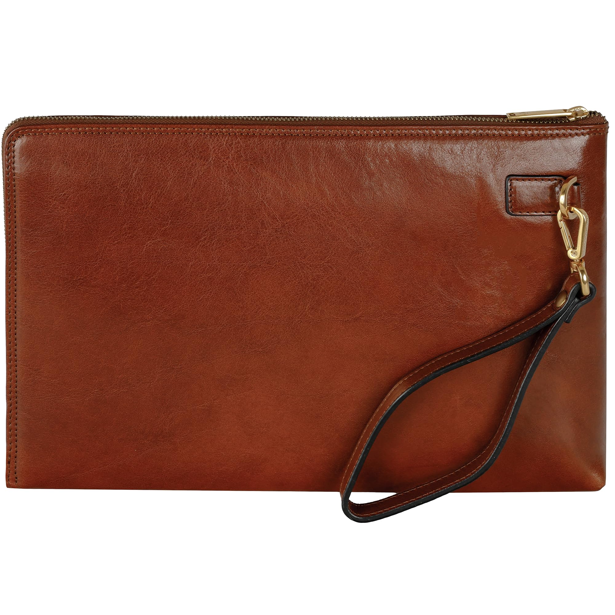 Time Resistance Leather Clutch for Men Organizer Wrist Bag Briefcase Handmade in Italy