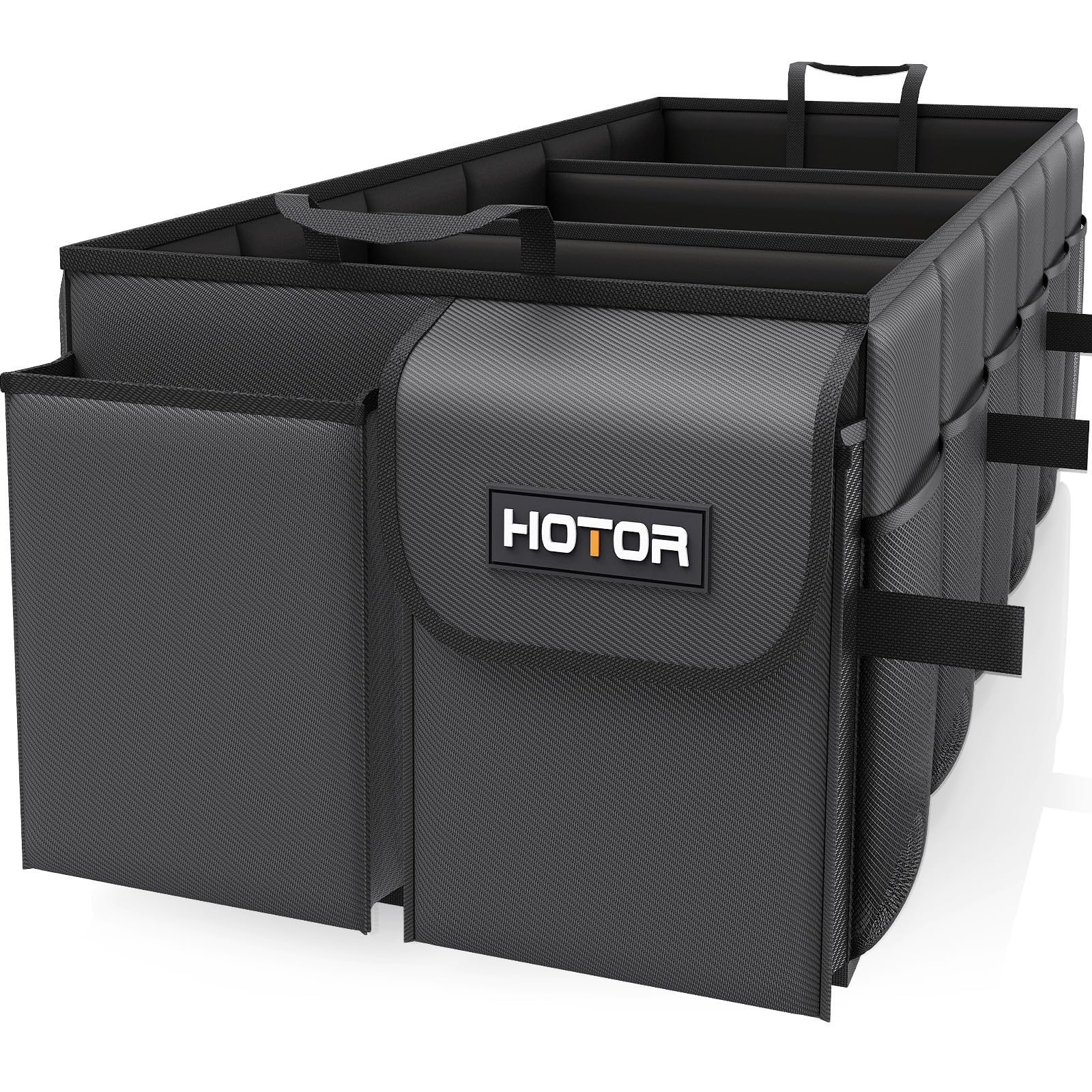 HOTOR Car Boot Oganiser - Large-Capacity Auto Trunk Organizer Collapsible Multi Compartments, Foldable Boot Storage for SUVs, Sturdy Car Accessories for Men Camping Tools, Black, 54.0 × 32.0 × 27.0 cm — view 15