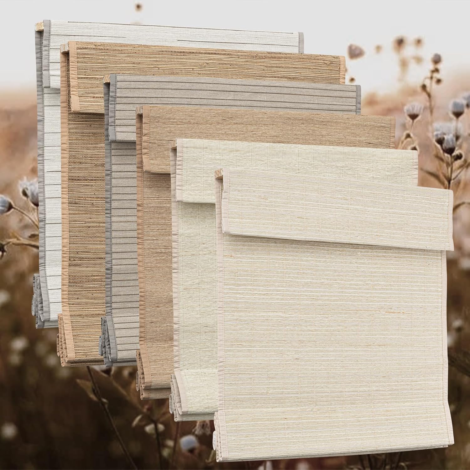 Keego Cordless Custom Roman Shades Thermal Insulating Natural Woven Fabric Light Filtering Roman Window Shades for Bedroom and Living Room Maize(with Lining, Block 90% Light) Custom Size