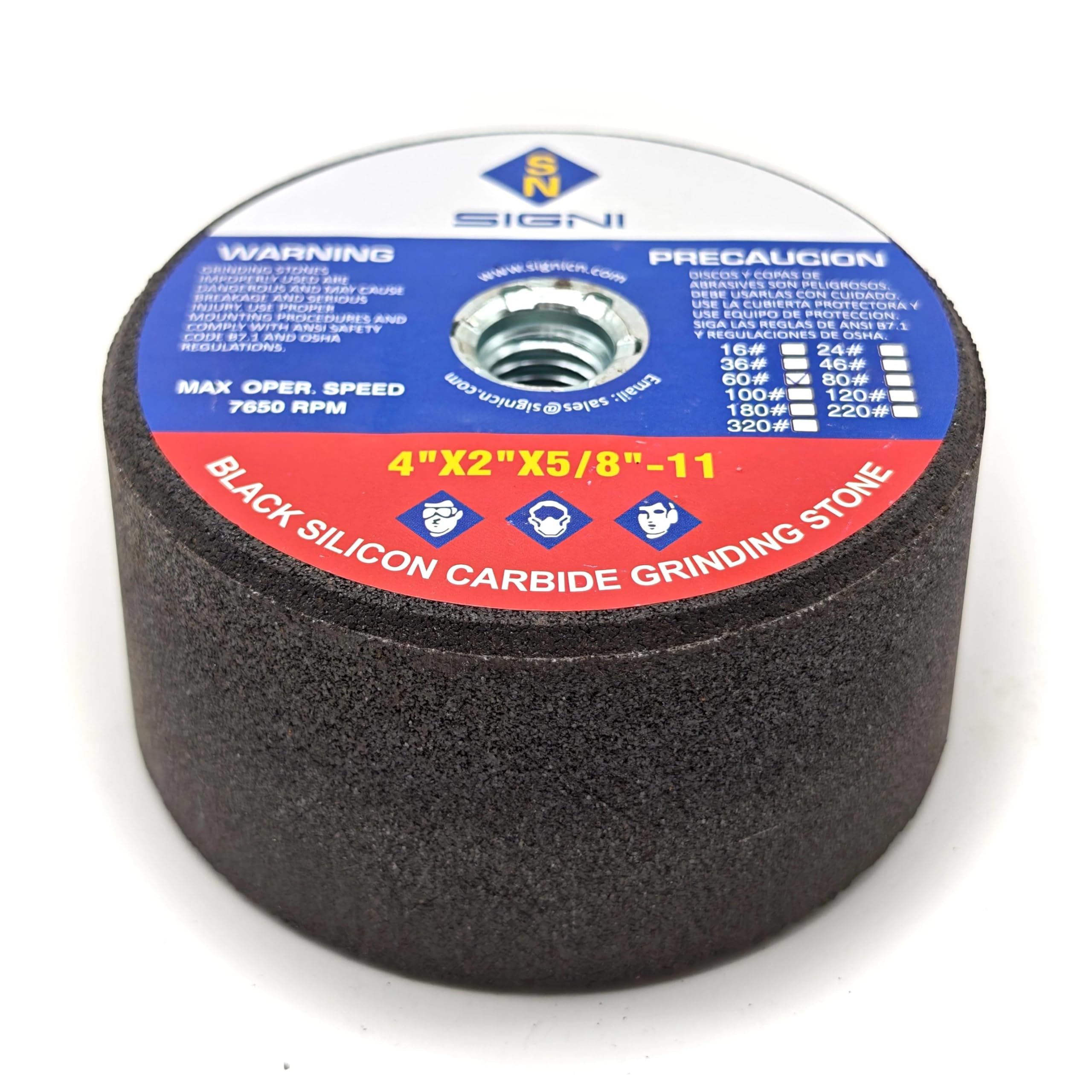 SIGNI 4 inch Silicon carbide Grinding Stone with 5/8 arbor for grinding masonry (60 Grit)