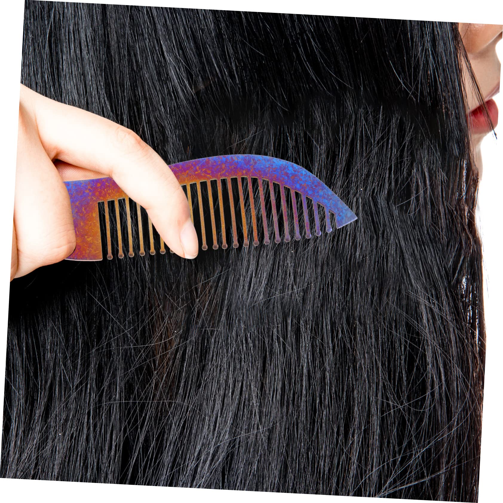 FRCOLOR 5 Piezas Peine Titanio Peine Peluquero Metálico Pelo Para Hombre Peinado Para Hombres Titanio Diente Ancho