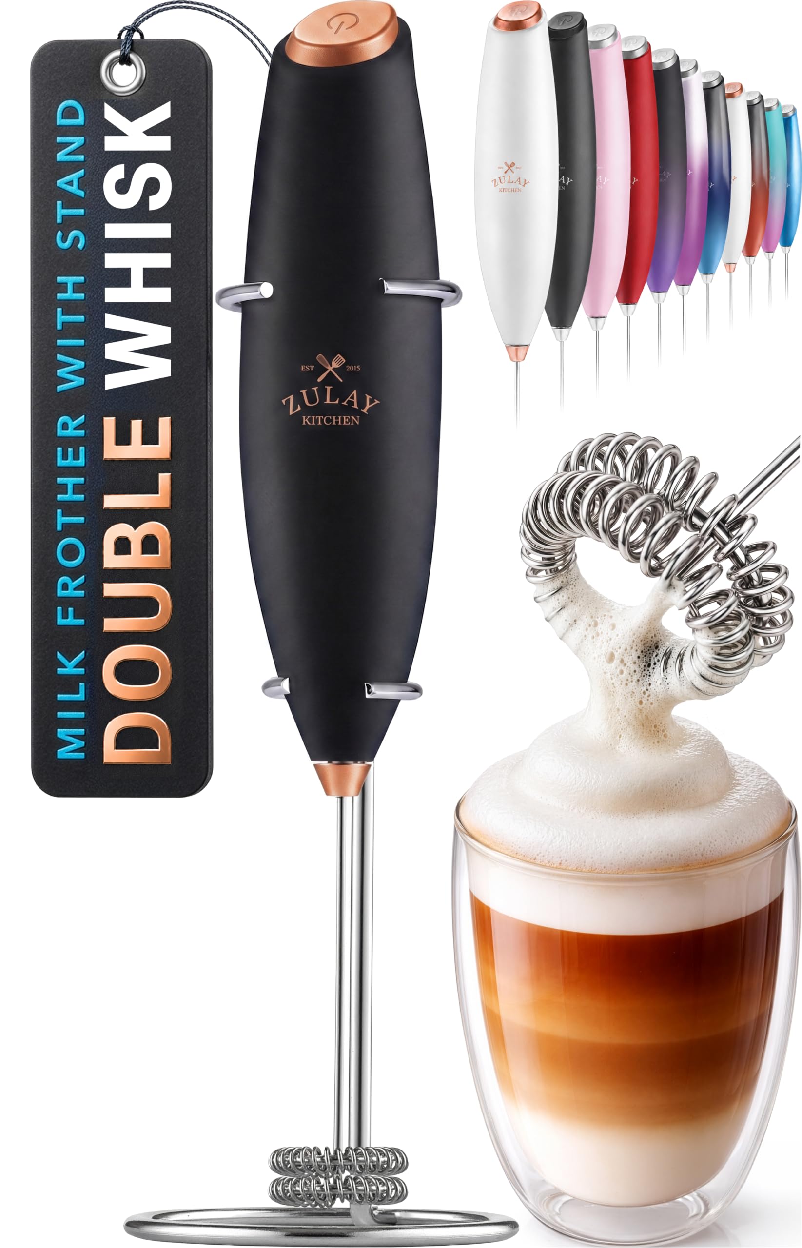 Mini &amp; Mighty Milk Frother Wand – Powerful Handheld Coffee Frother, Battery Operated Drink Mixer – Compact Pocket Size – Detachable Whisk for Latte, Cappuccino, Matcha, Hot Chocolate