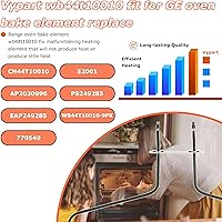 Vista 2 de Elemento de calefacción inferior de repuesto para horno GE WB44T10010 - Compatible con elemento de horno GE Spectra, 2585W, 240V, calentamiento