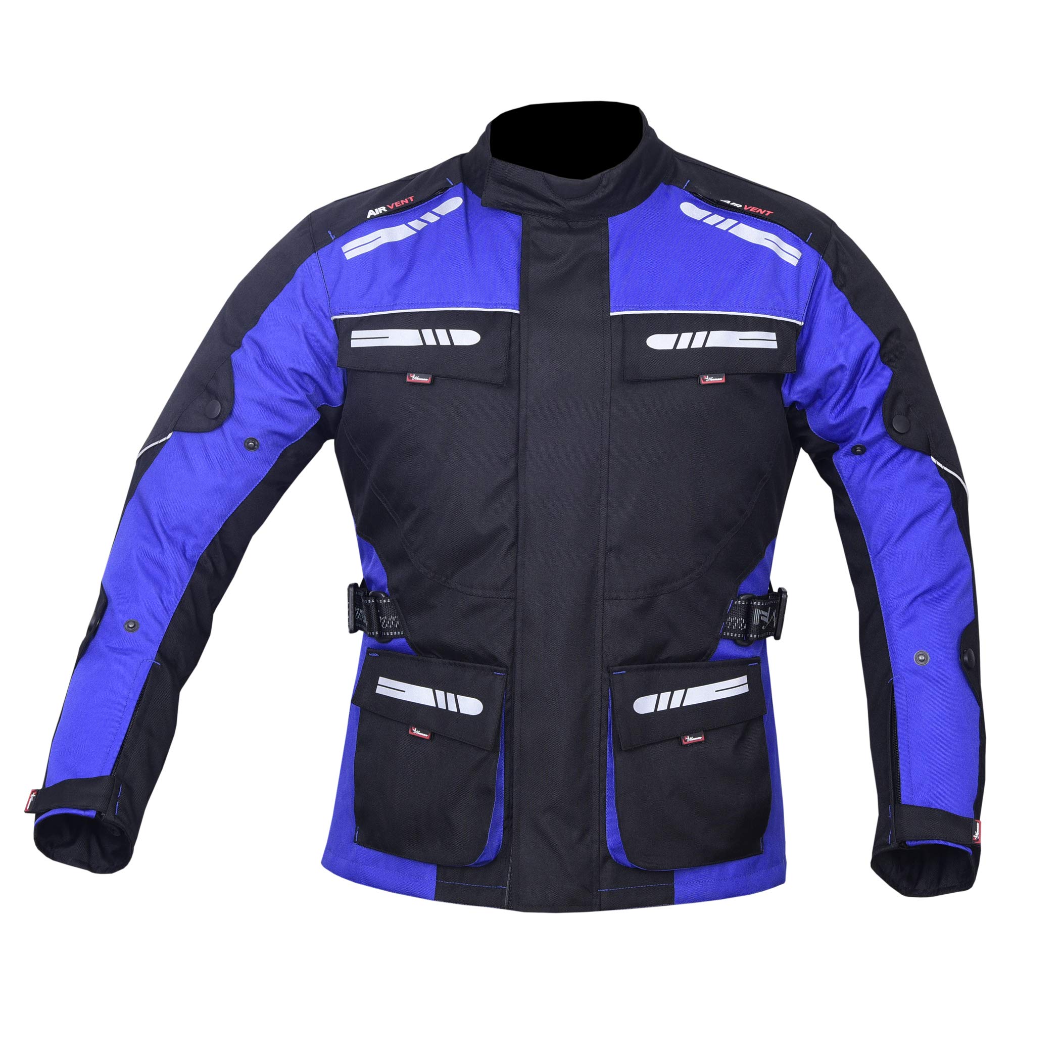 Norman Men's Blue Motorcycle Motorbike Jacket Waterproof Textile Ce Armoured Reflectors (As8, Alpha, 5X_l, Regular, Regular, )