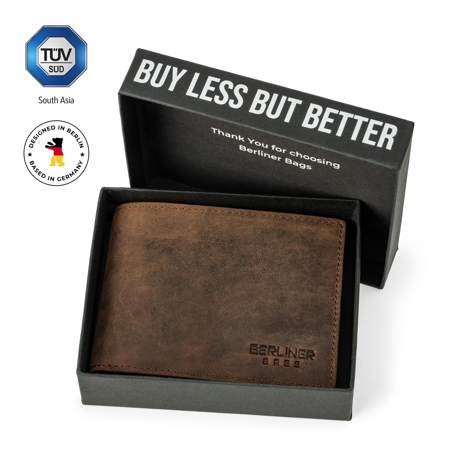 Berliner Bags Peter Cartera de Piel Auténtica Hombre con 8 Tarjetas y RFID
