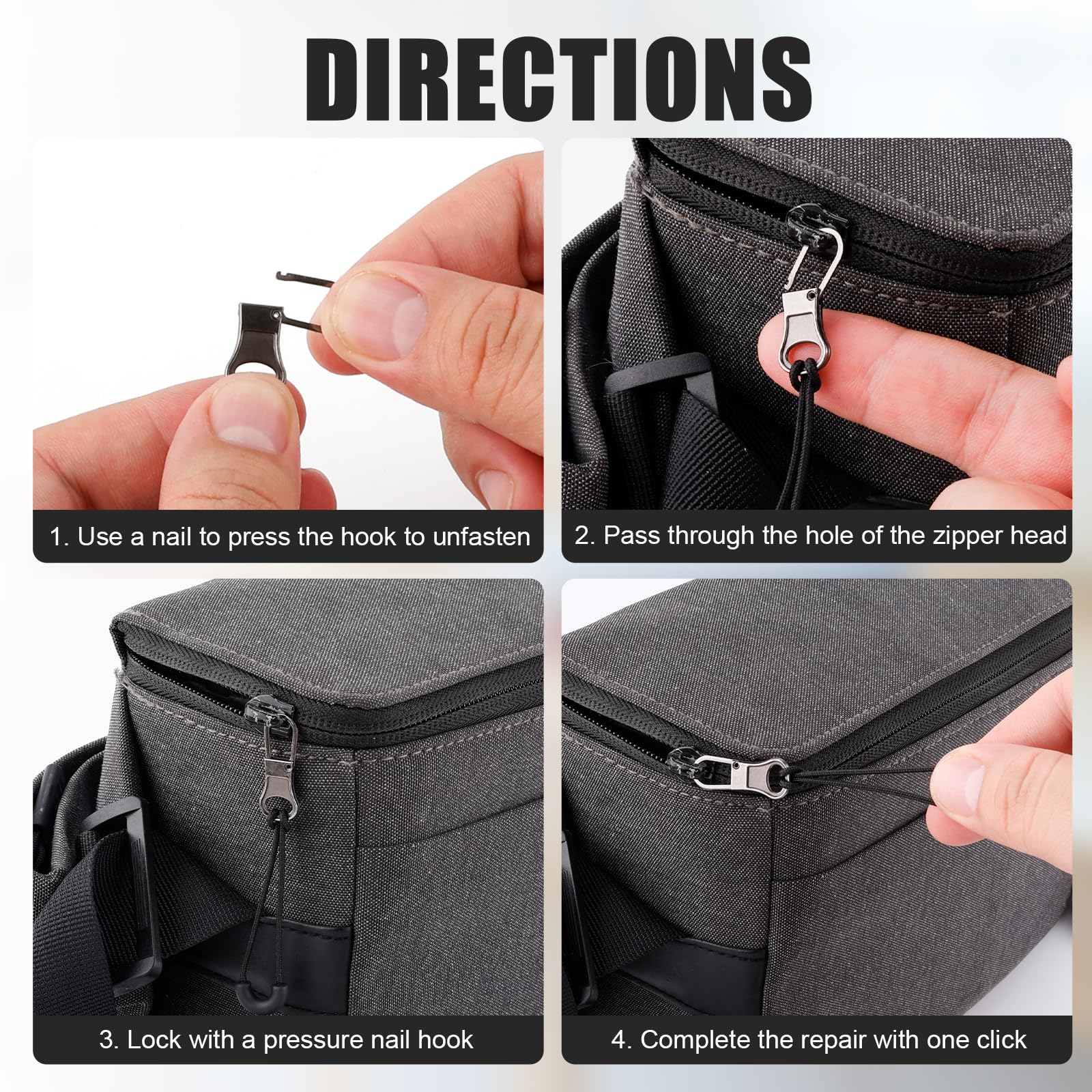 16pcs Tirette Fermeture Eclair, Tirette Fermeture Eclair Remplacement Détachables Zipper Pull Cordon Fermeture Éclair Poignée De Réparation Pour Bagages Vêtements Sacs à Dos Vestes Pantalons