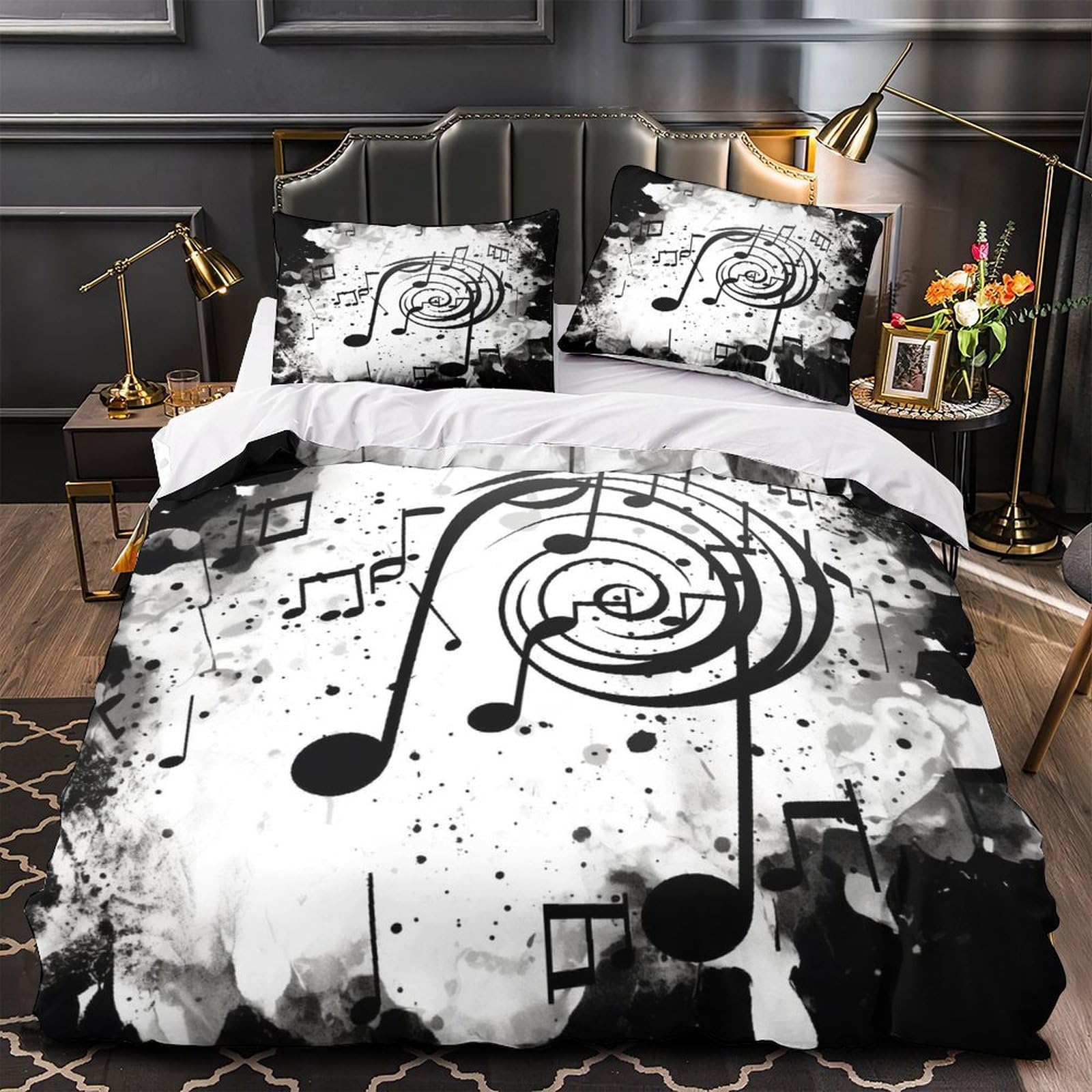 Linge de lit musique 140x200 avec zip résistant pour en finir avec la couette qui glisse