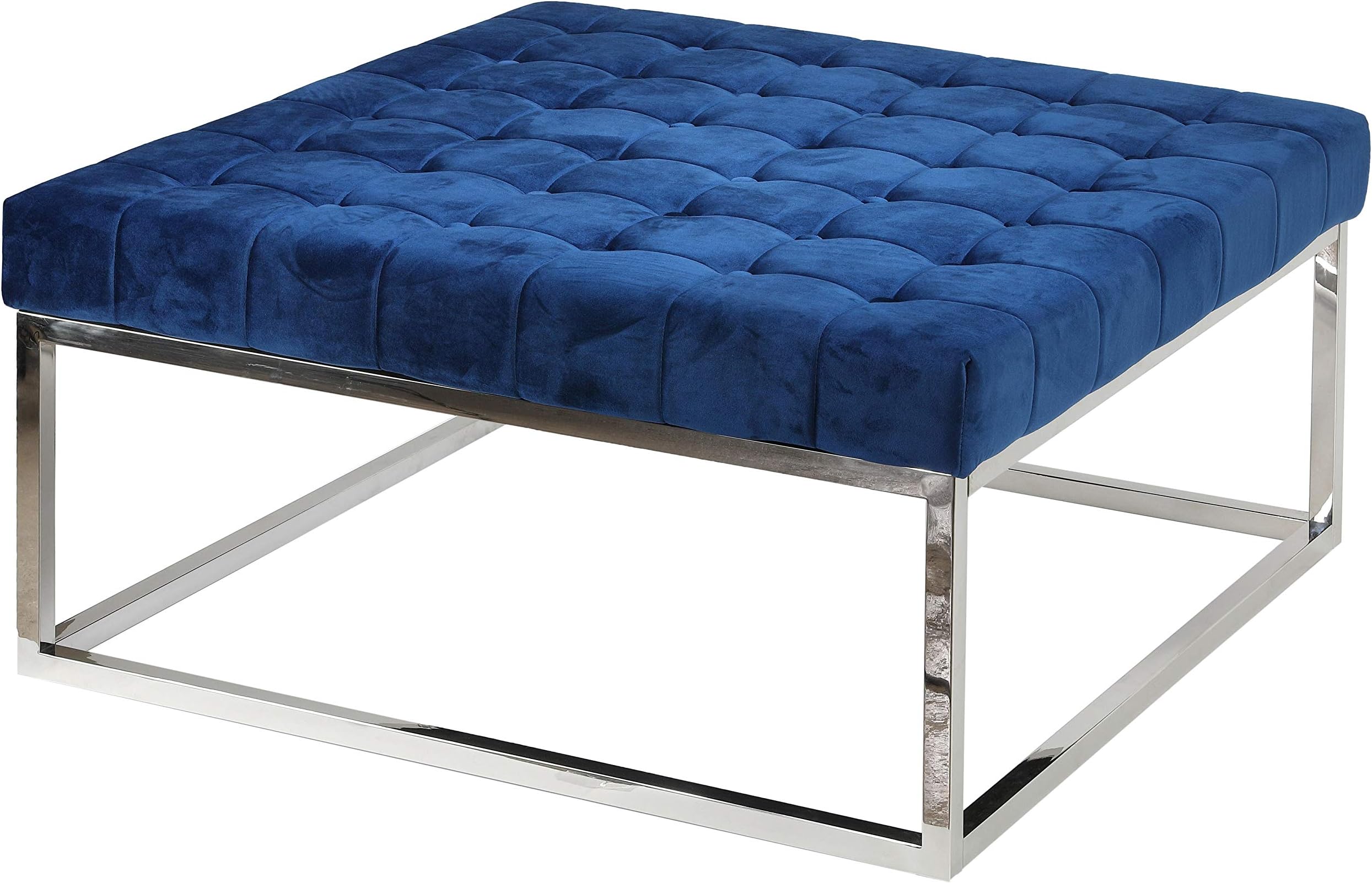 Caroline Ottoman, 36" Square, Blue Velvet
