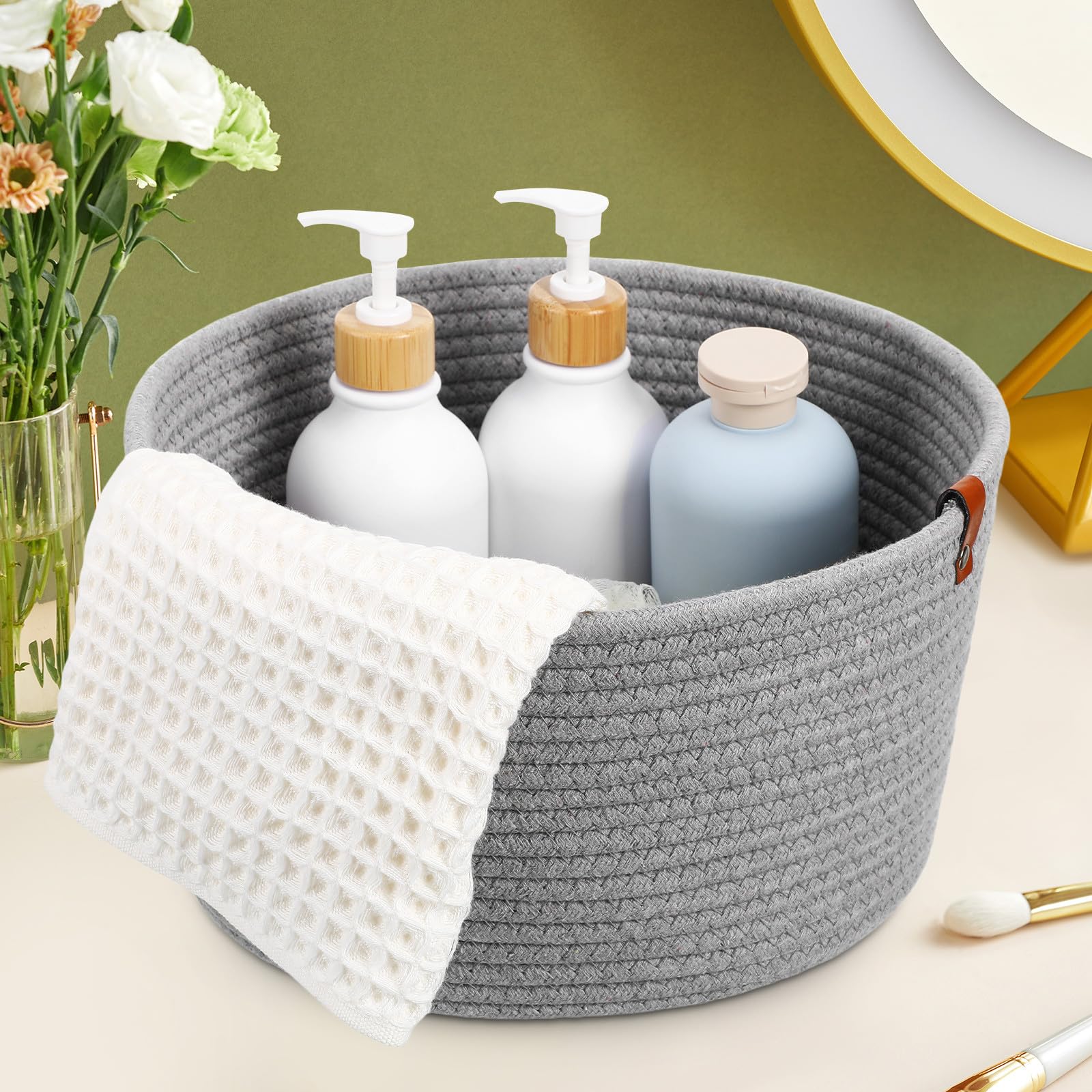 Toyvian 2 Stück Aufbewahrungskörbe aus Baumwolle mit Stabilem Gewebtem Material und Deckel Praktische Aufbewahrungskörbe für Zuhause und Büro im Schlichten Boho Design