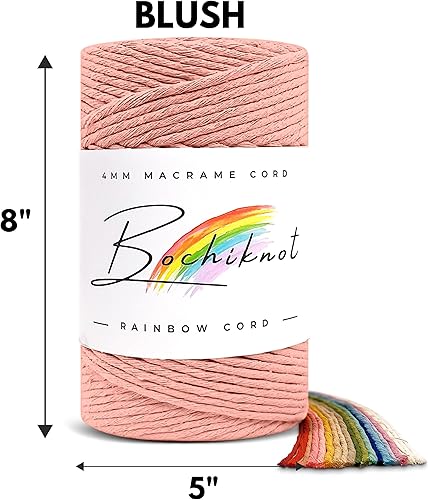Miniatura 2 de BOCHIKNOT Cuerda de macramé de 0.118 in  Cuerda de algodón para macramé  Cuerda de algodón para macramé color macramé de 0.118 in, cuerda de hilo de