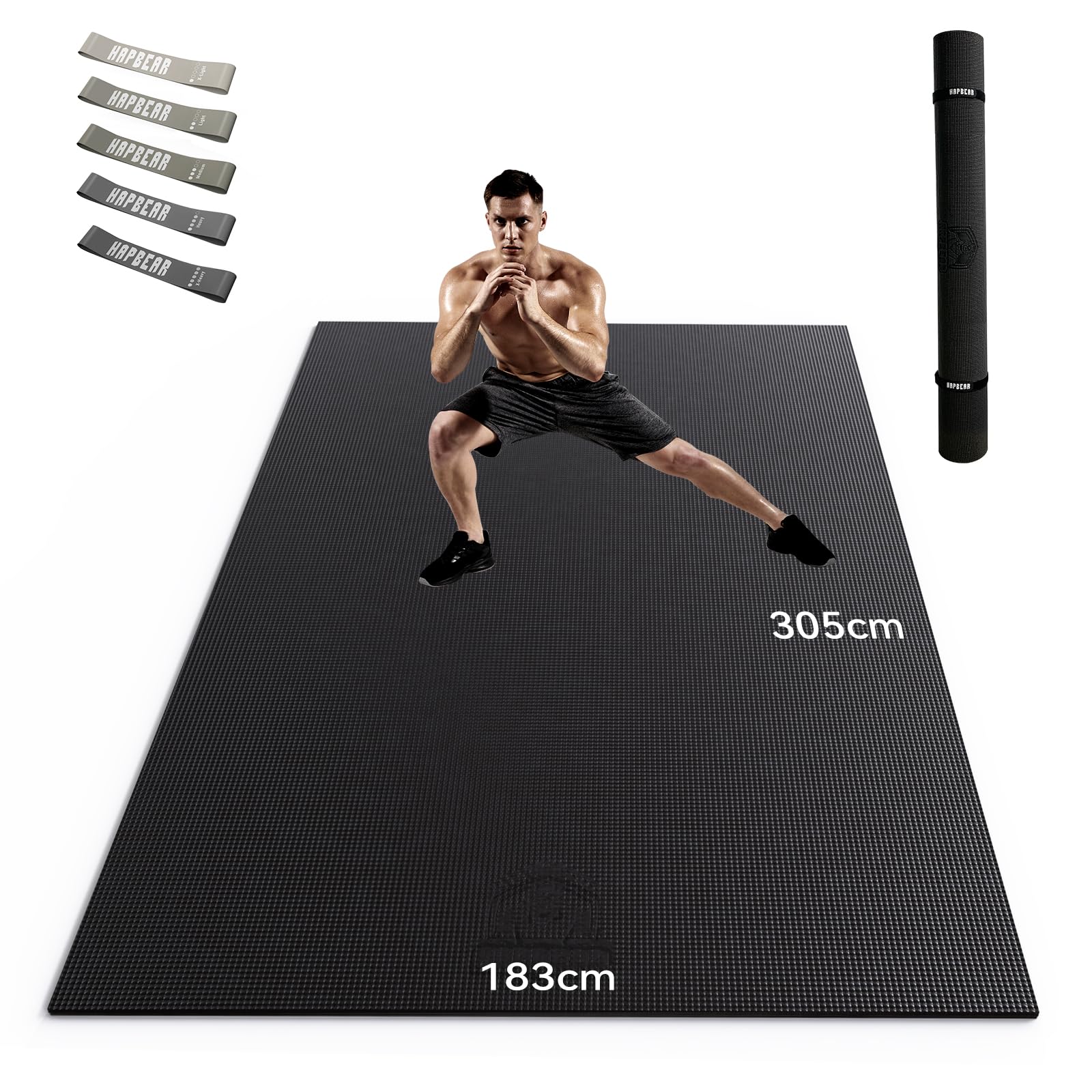 HAPBEAR Yogamatte XXL- Extra Groß Breit Sportmatte Fitnessmatte Rutschfest 213cm x 152cm/183cm x 122cm x 8mm Dicke, Hoher Dichte Ultra Haltbar PVC, Gymnastikmatte Schuhfreundlich